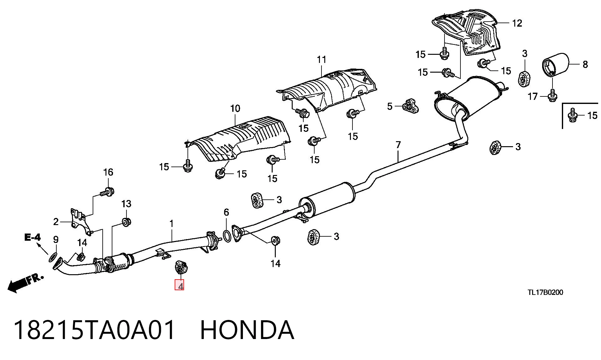 18215TA0A01 Honda Poduszka mocowania tłumika