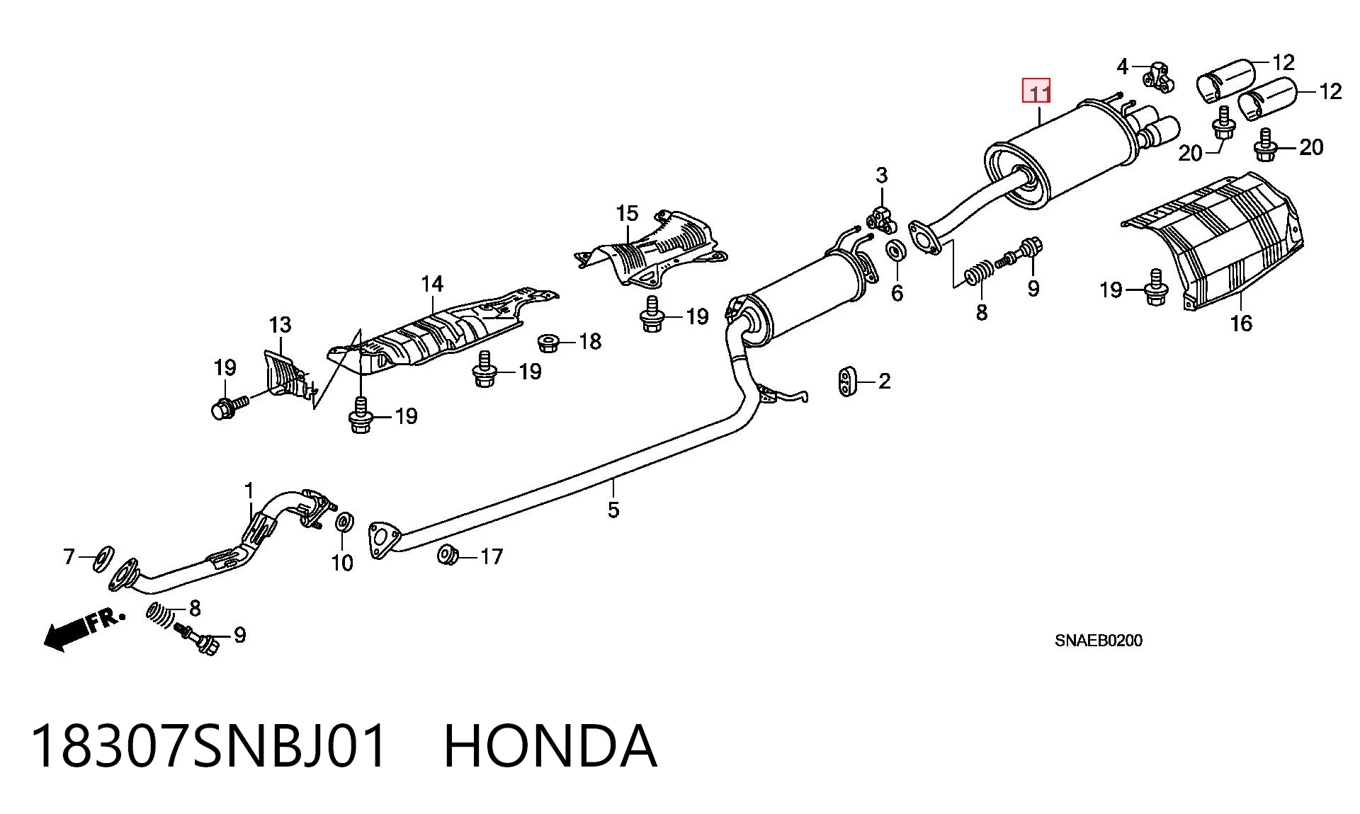 Tłumik, tylna część do Honda Civic FD, FA