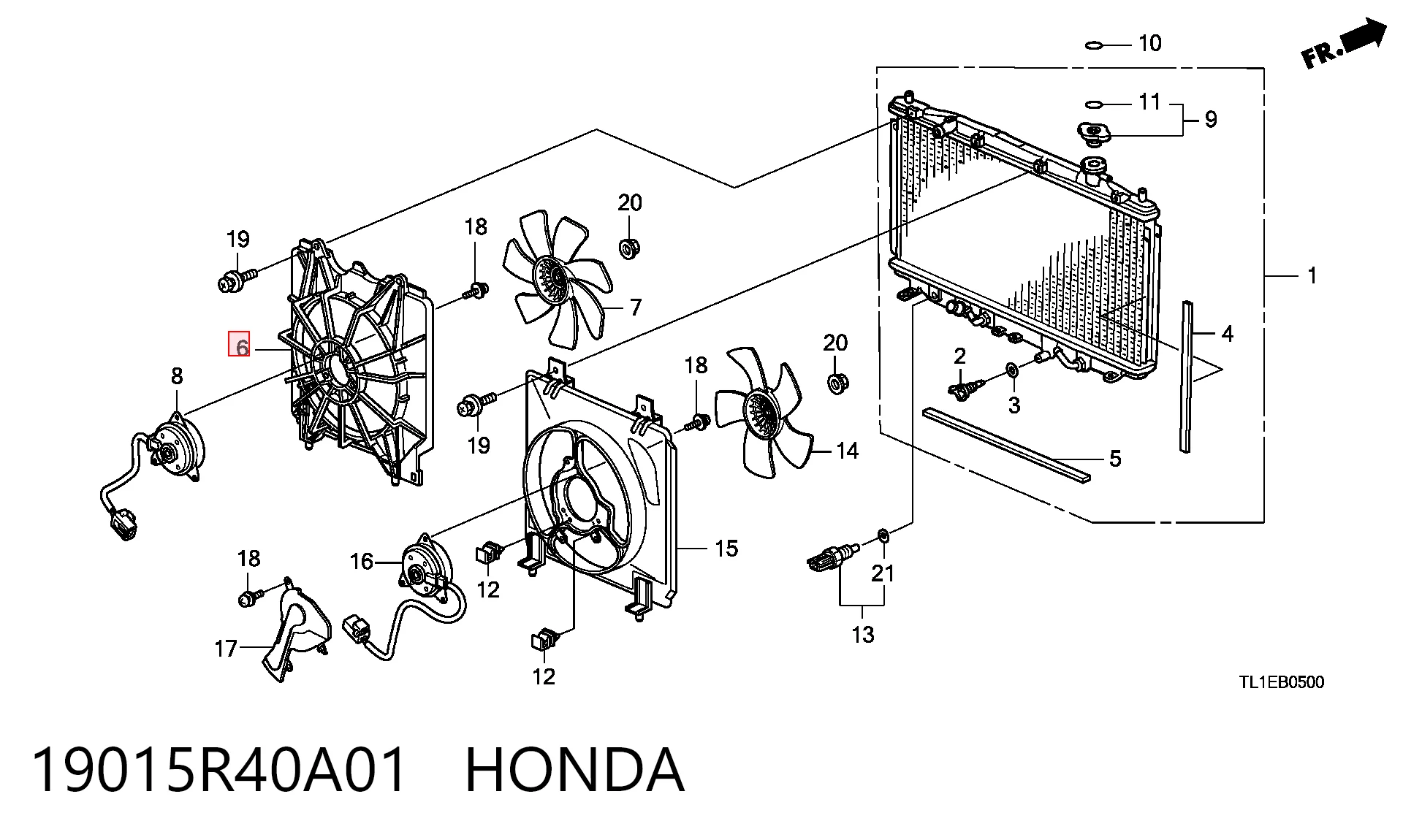 19015R40A01 Honda Dyfuzor chłodnicy