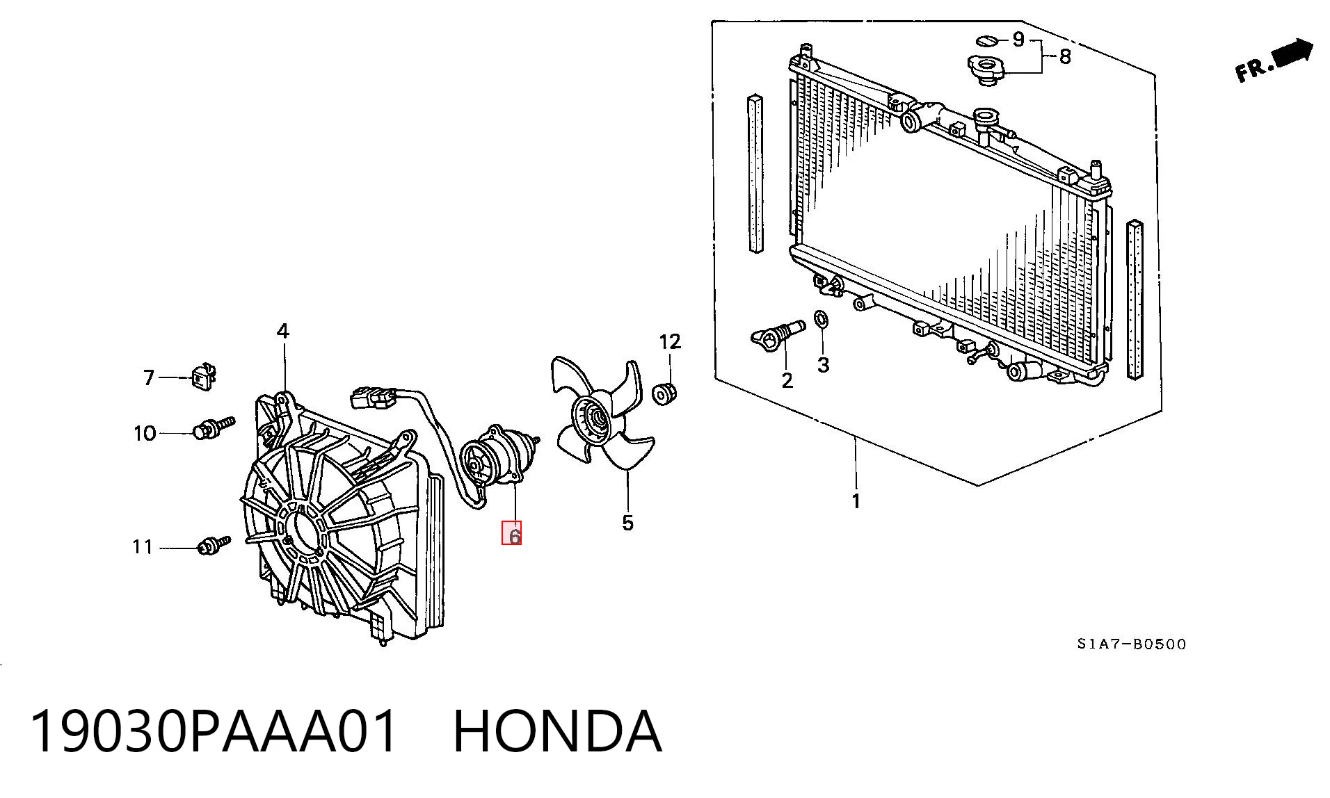 19030PAAA01 Honda Silniczek wentylatora chłodzenia