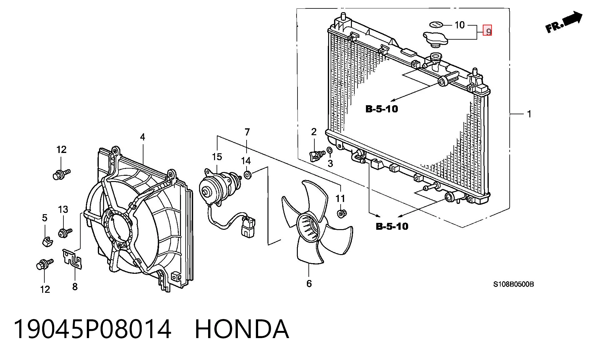 19045P08014 Honda Pokrywa (korek) chłodnicy