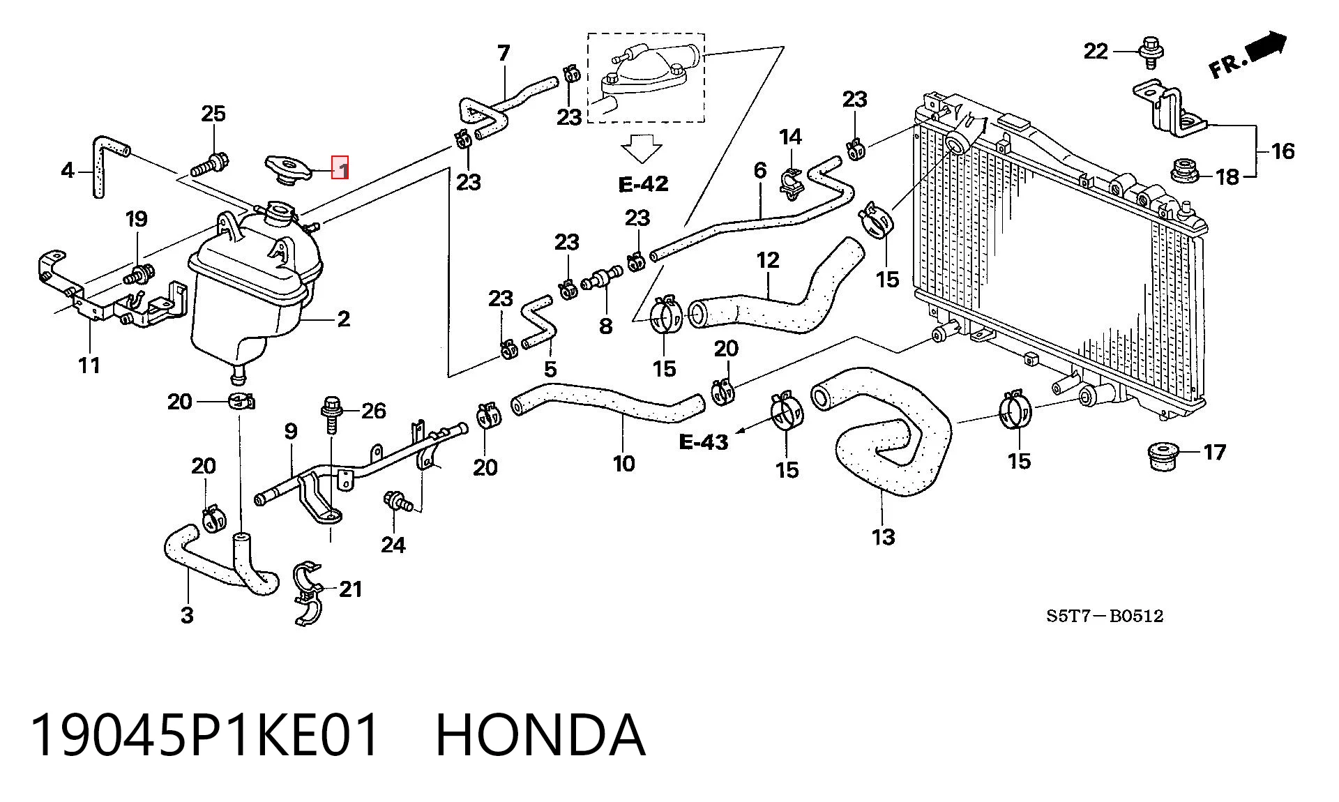 19045P1KE01 Honda Pokrywa (korek) chłodnicy