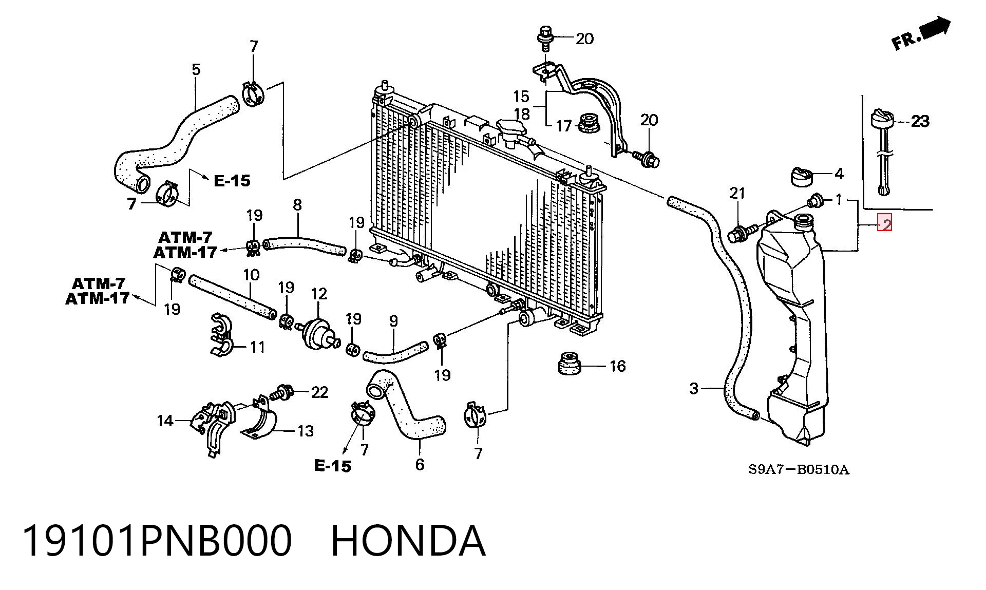 19101PNB000 Honda Zbiorniczek wyrównawczy układu chłodzenia