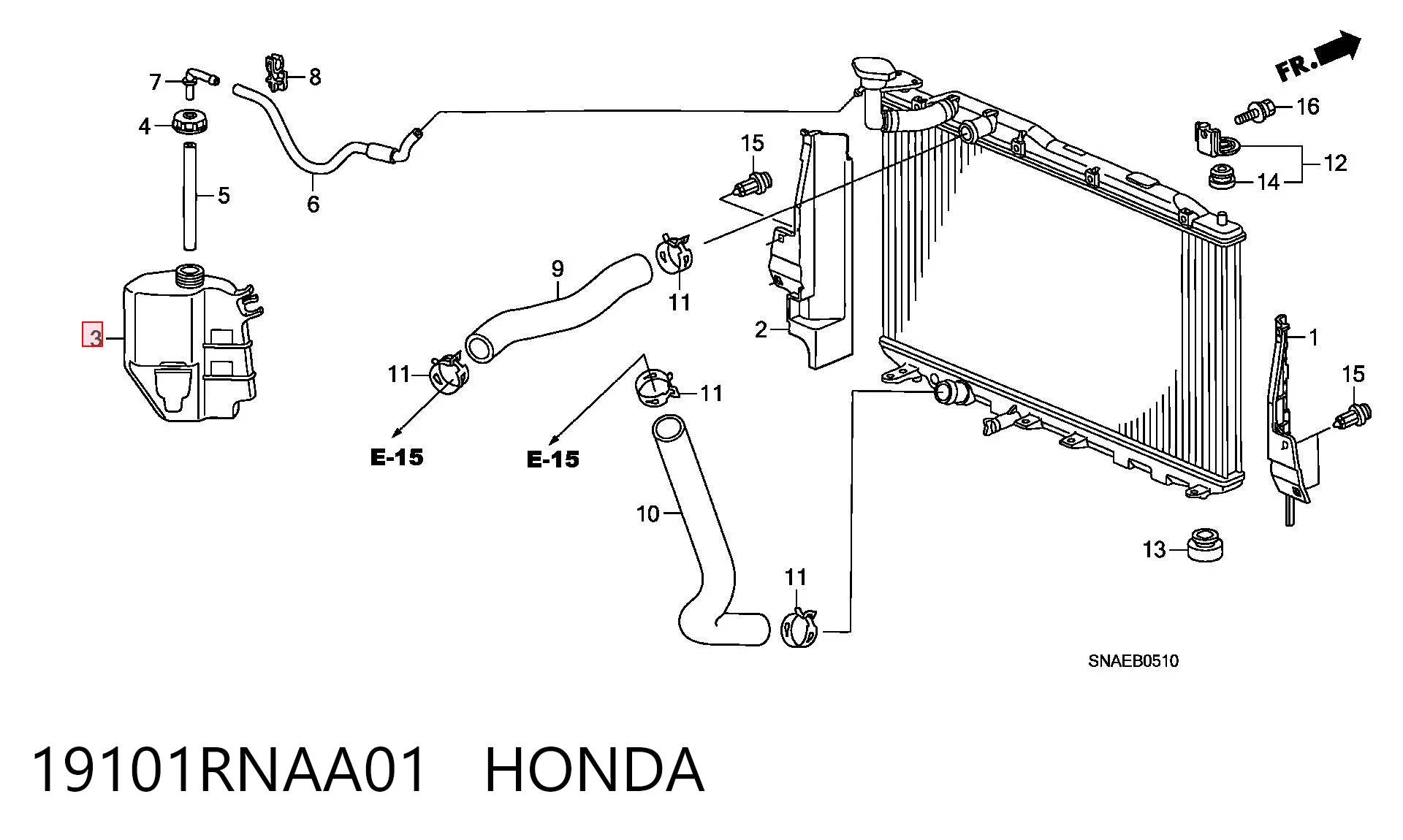 Do koszyka Zbiorniczek wyrównawczy układu chłodzenia Honda Civic VIII FD, FA