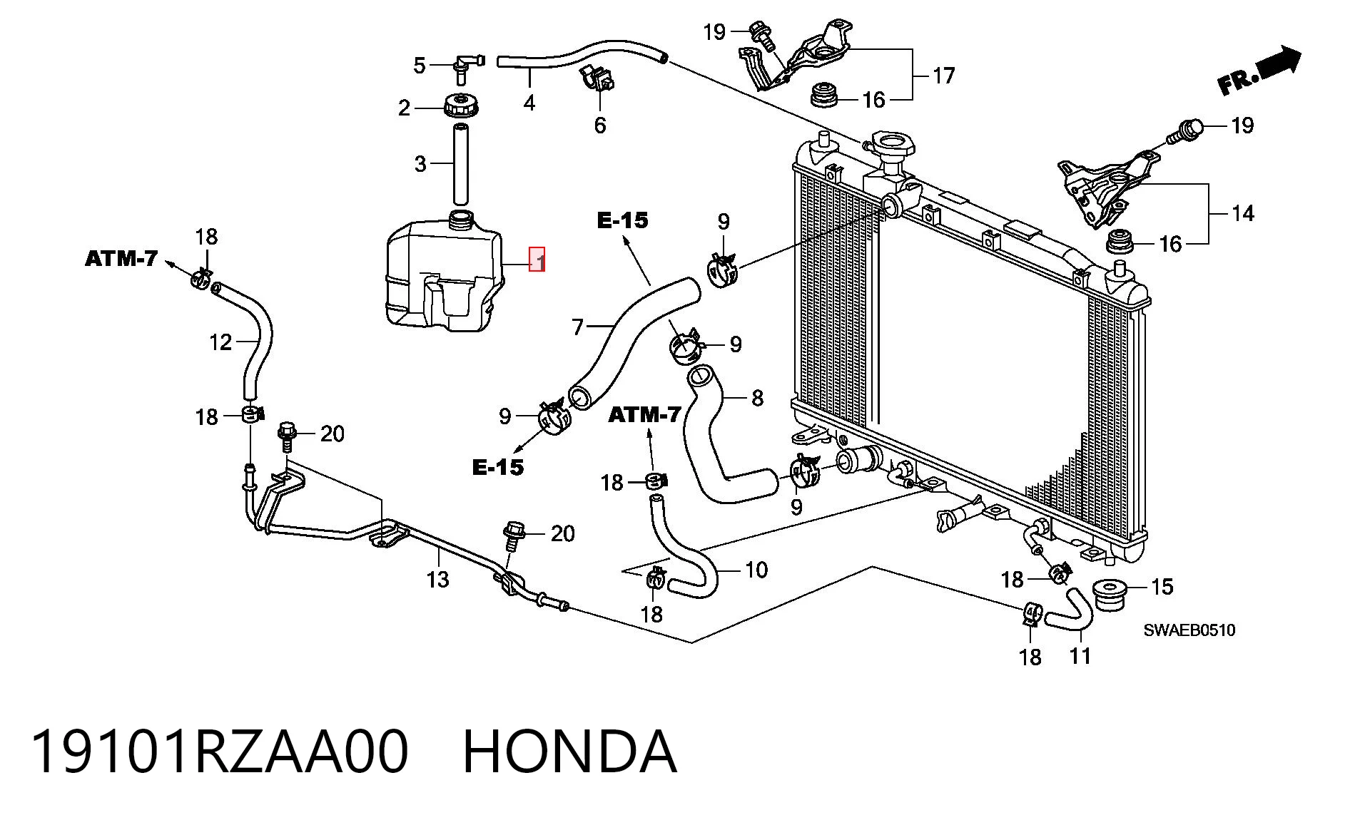 Do koszyka Zbiorniczek wyrównawczy układu chłodzenia Honda CR-V III RE