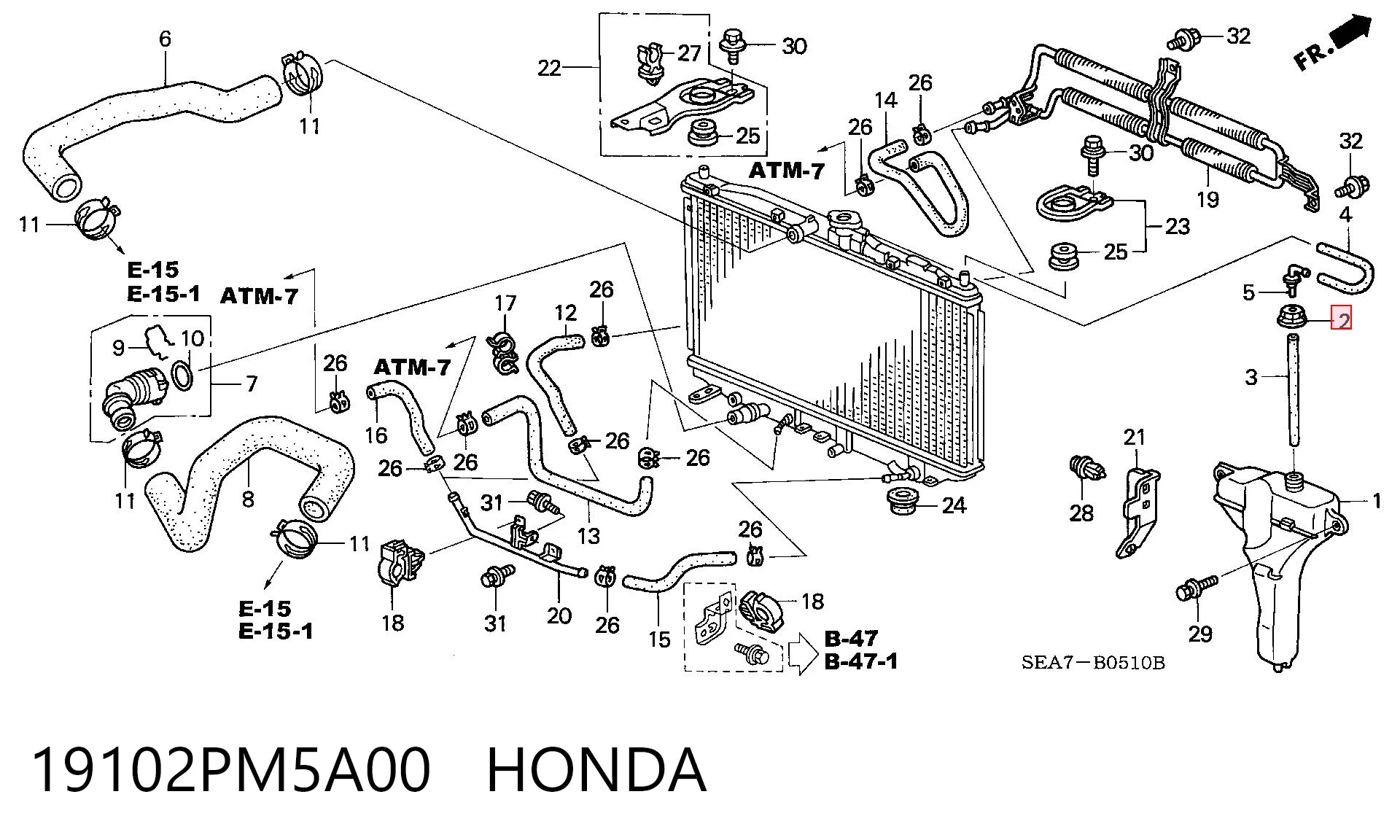 19102PM5A00 Honda Pokrywa (korek) zbiornika wyrównawczego