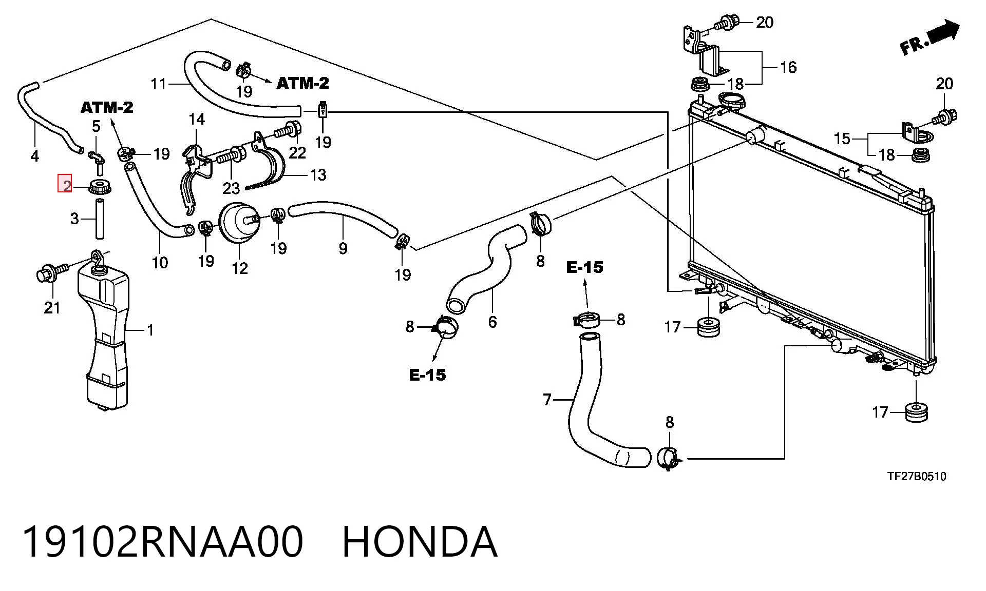 19102RNAA00 Honda Pokrywa (korek) zbiornika wyrównawczego