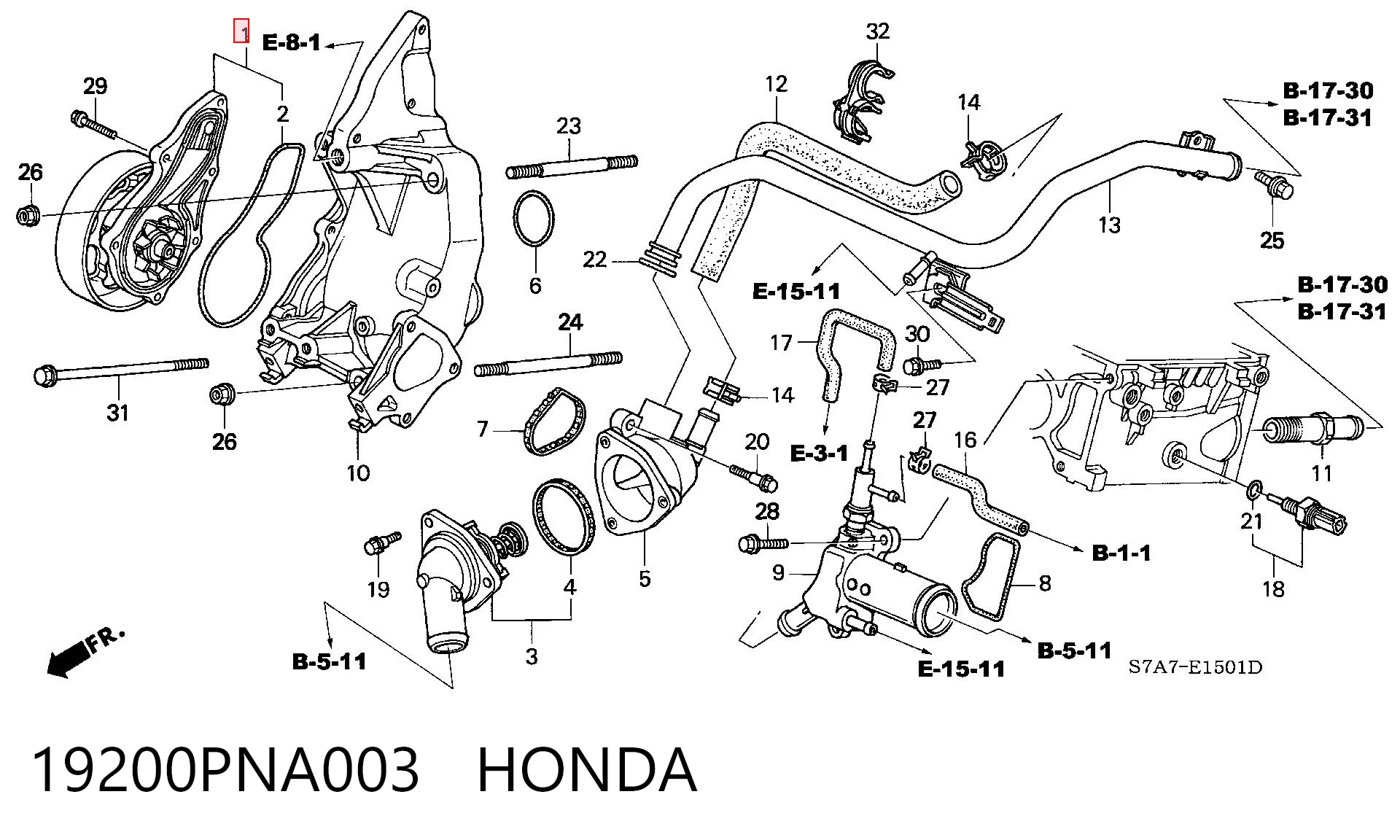 19200PNA003 Honda Pompa chłodząca wodna