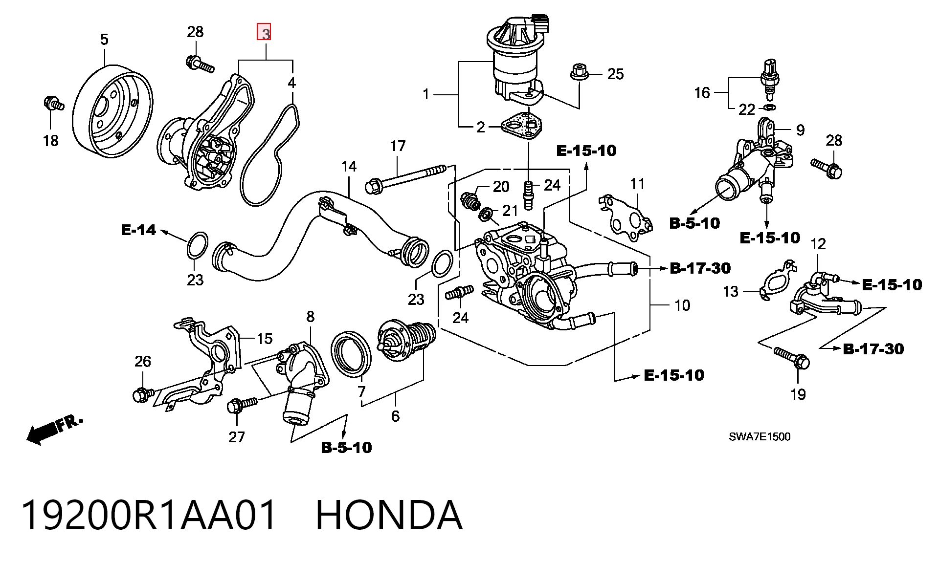 19200R1AA01 Honda Pompa chłodząca wodna