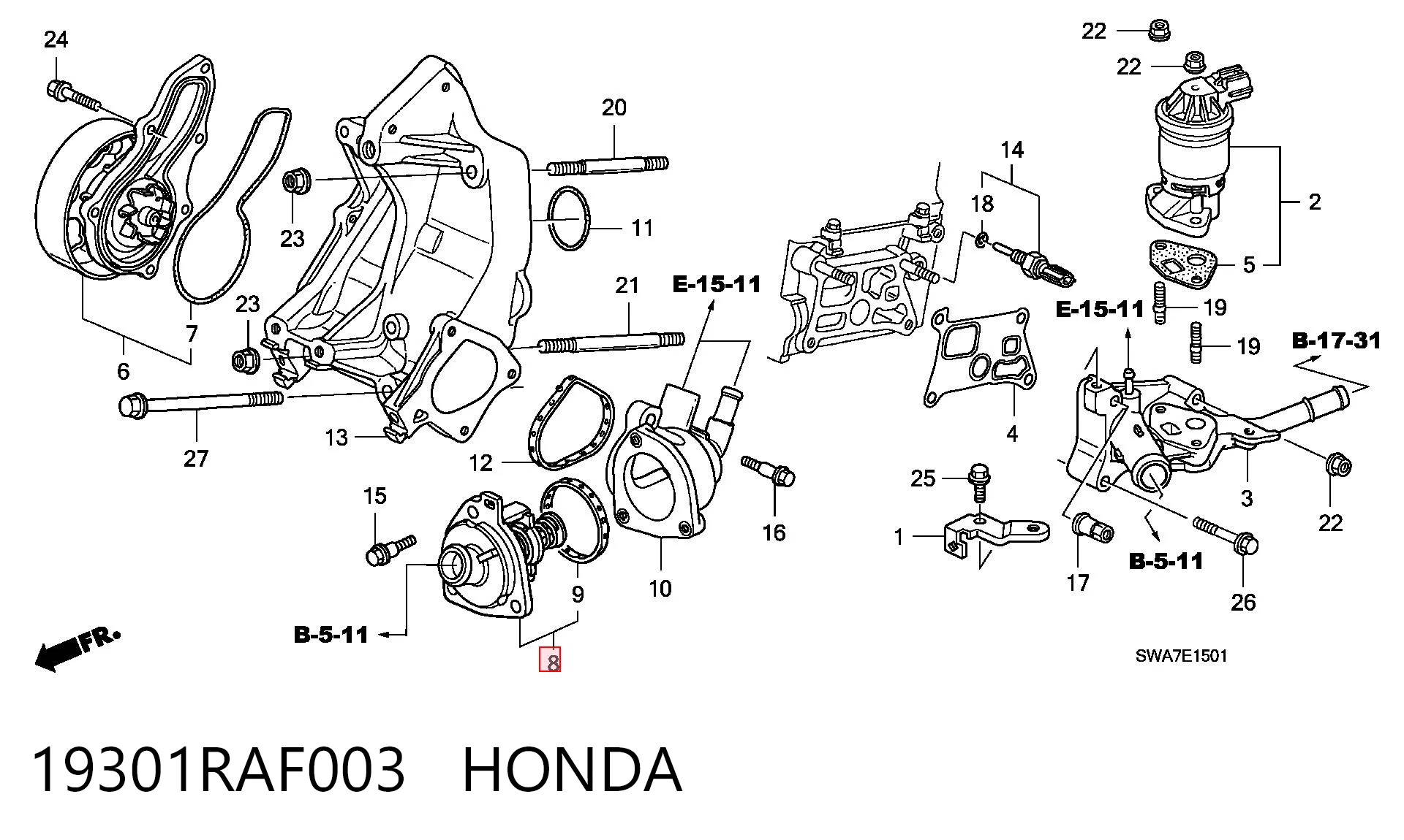 19301RAF003 Honda Termostat