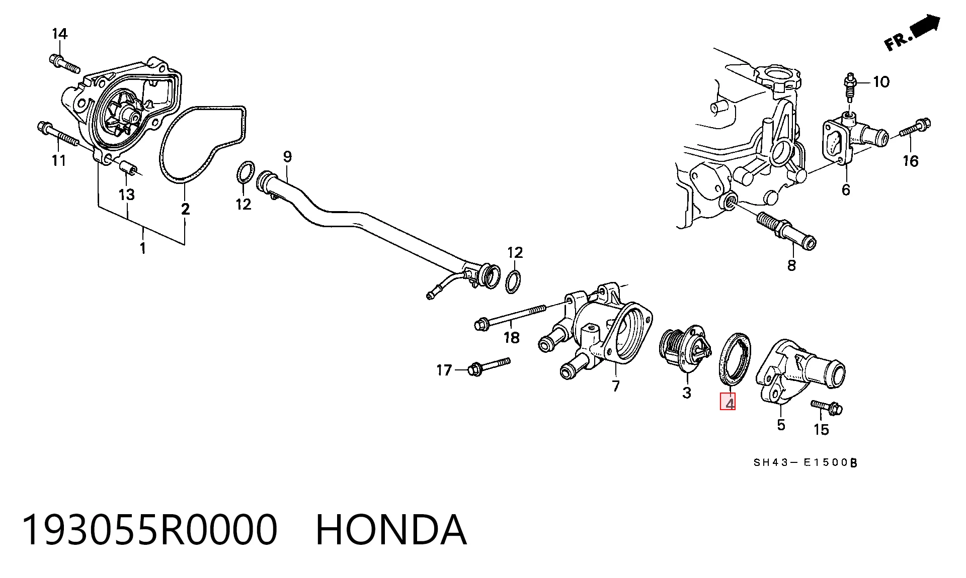 Do koszyka Uszczelka termostatu Honda Civic VI EJ9, EK3/4