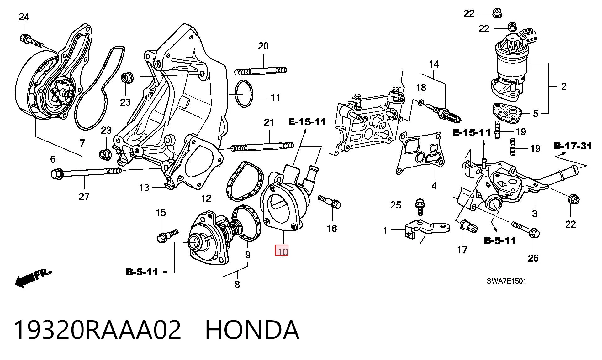 19320RAAA02 Honda Pokrywa termostatu