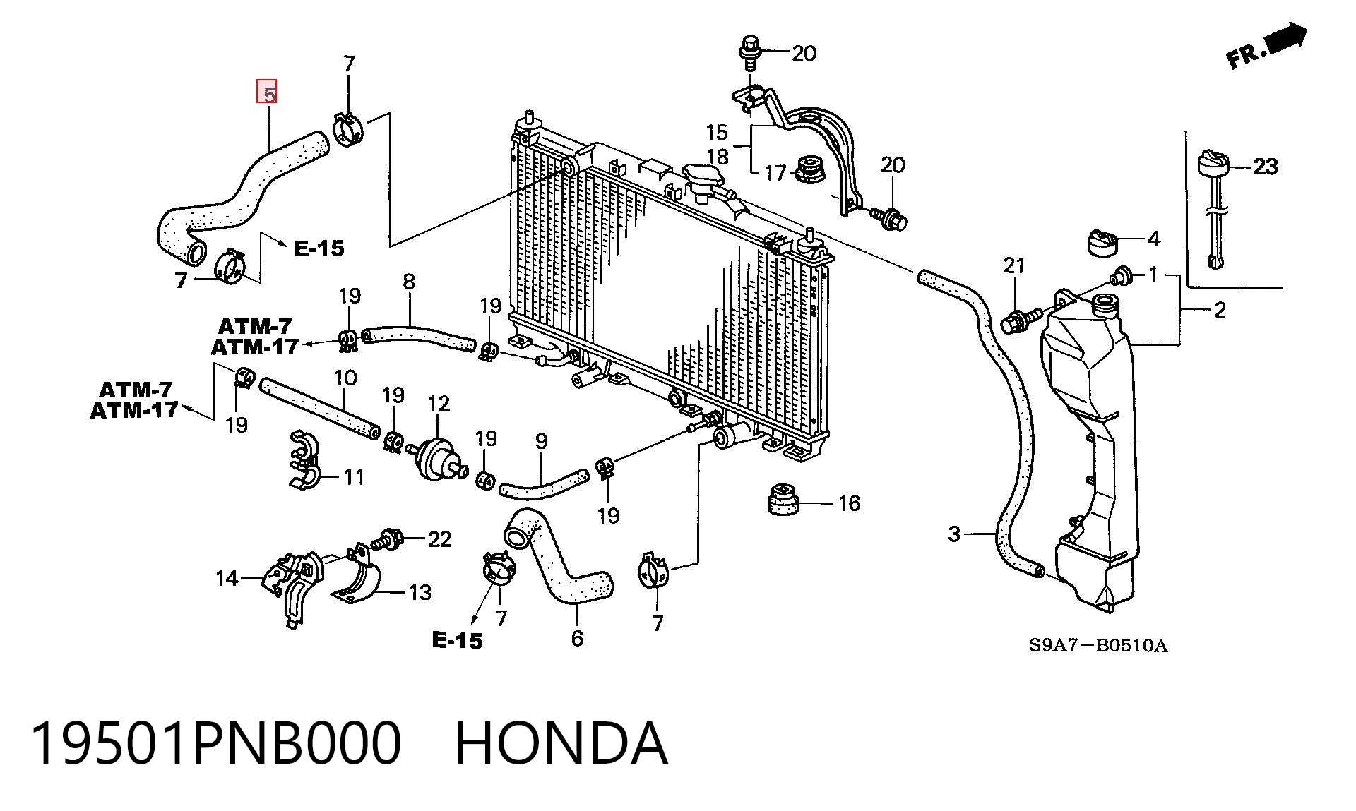 19501PNB000 Honda Przewód (króciec) chłodnicy górny