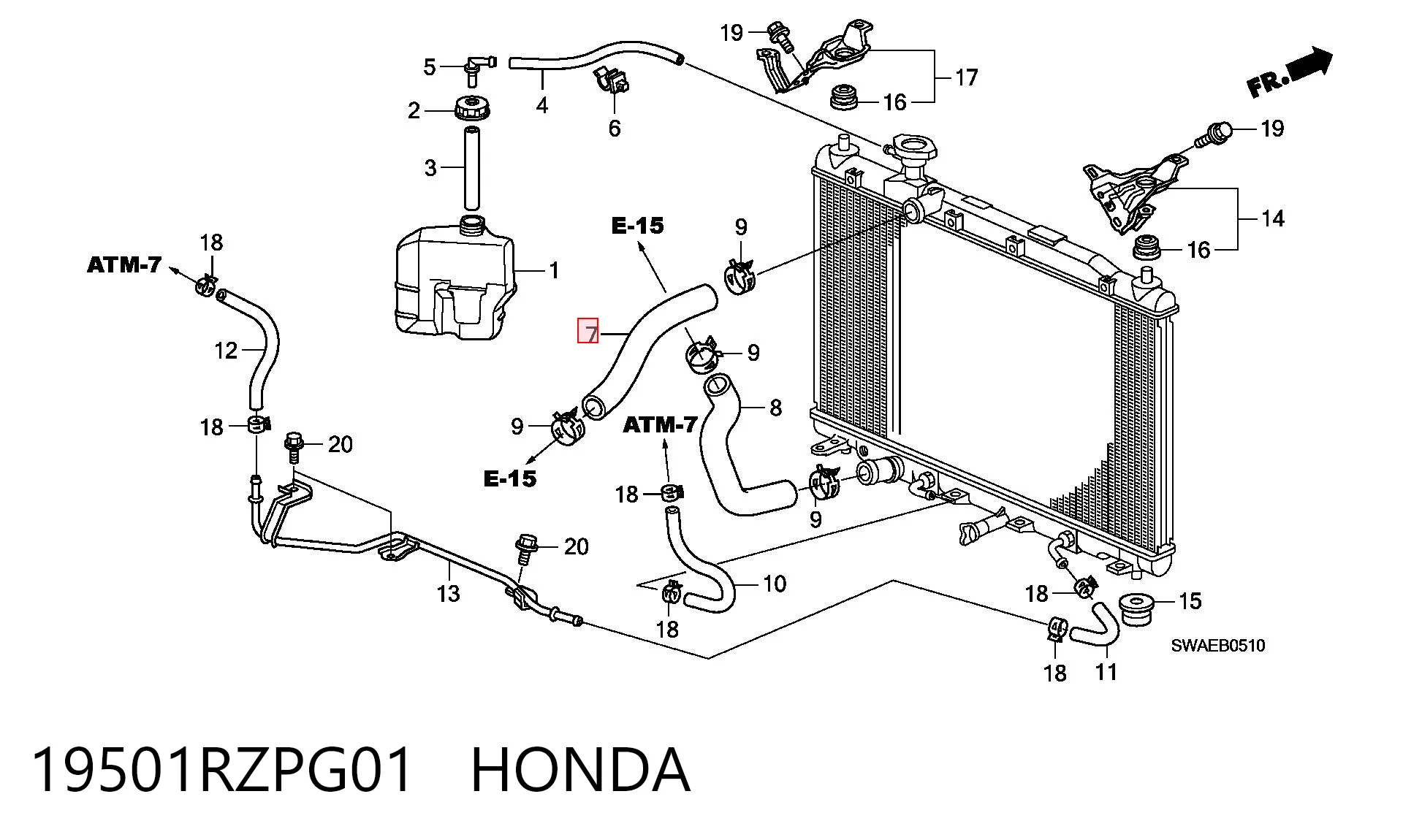 Przewód (króciec) chłodnicy górny do Honda CR-V RE