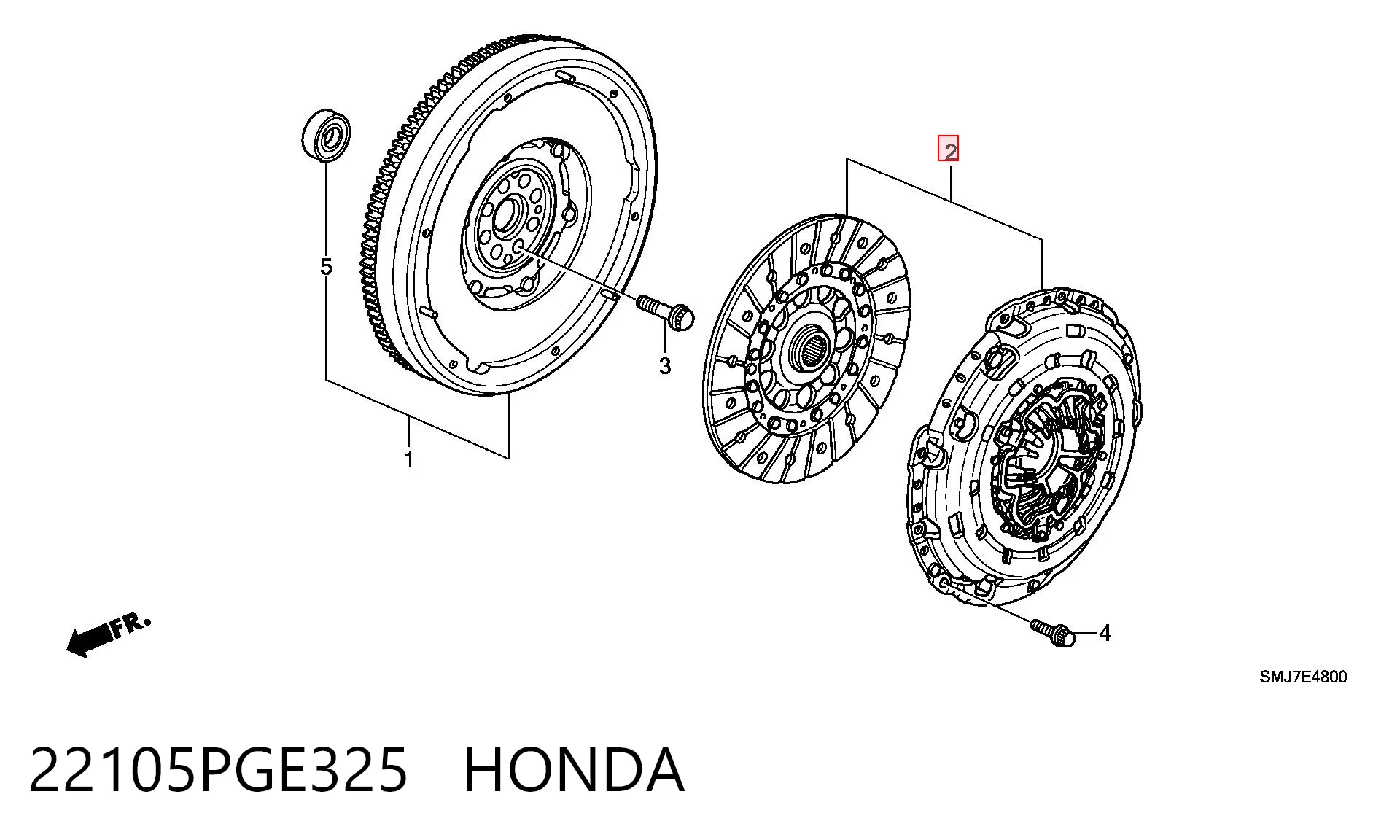22105PGE325 Honda Zestaw sprzęgła (3 części)