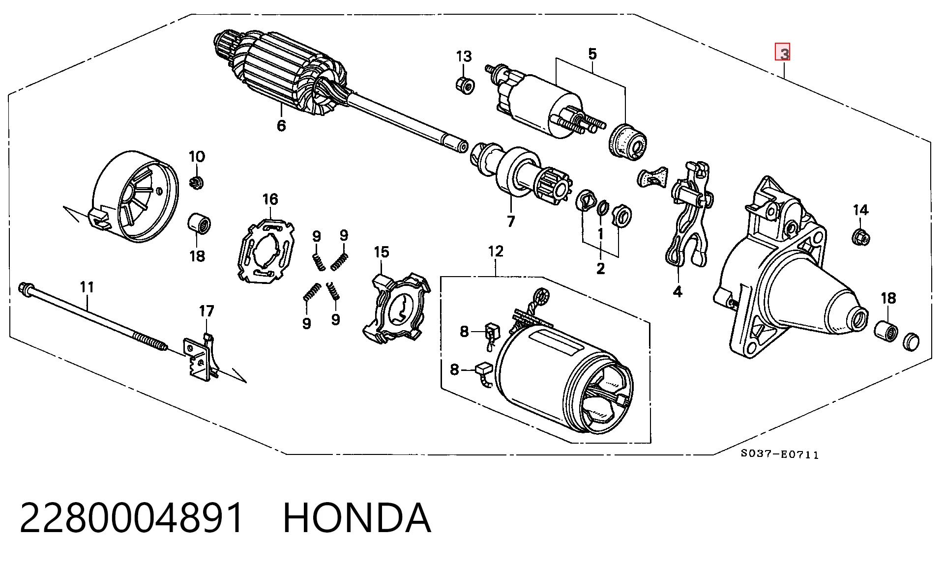 2280004891 Honda Rozrusznik
