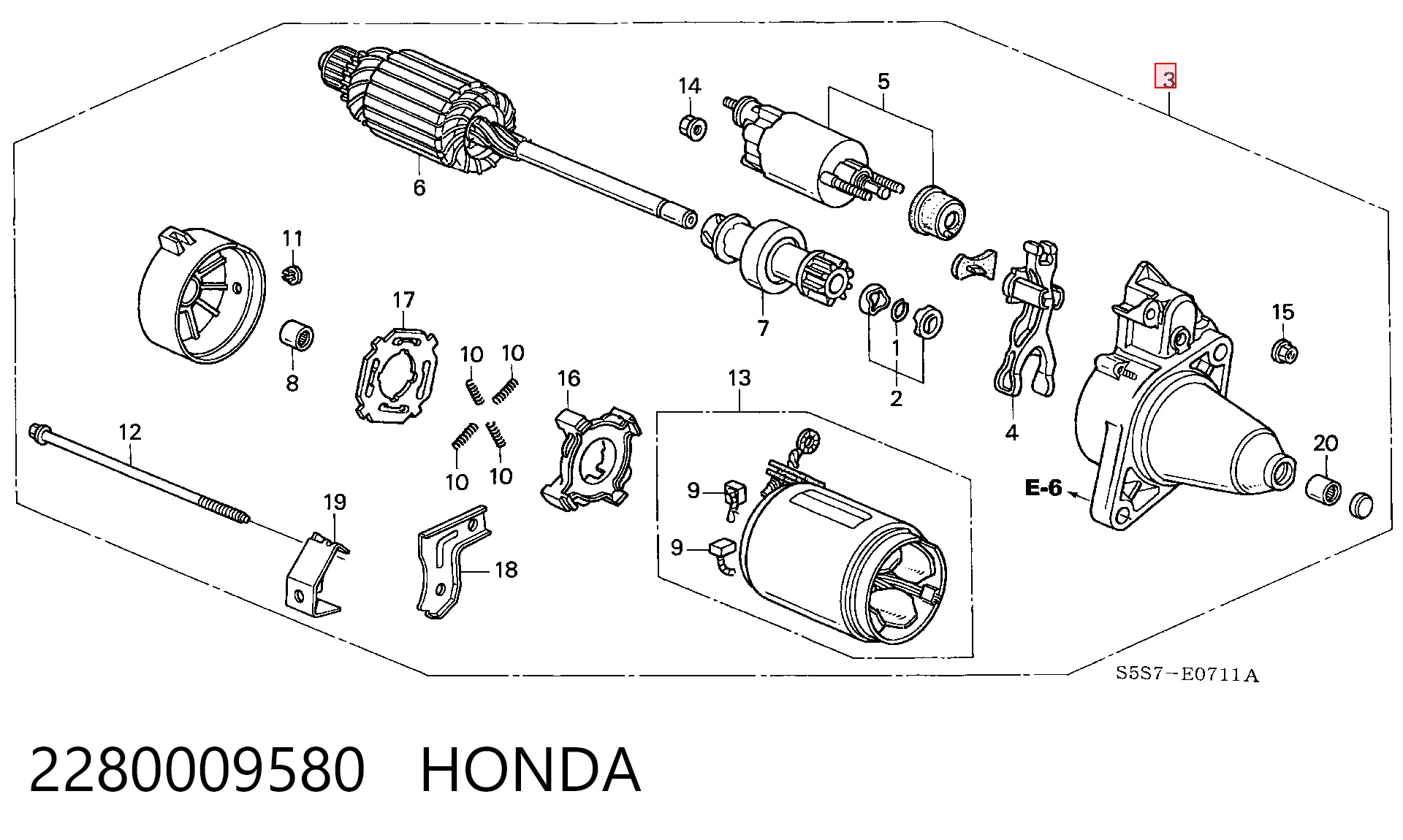 2280009580 Honda Rozrusznik