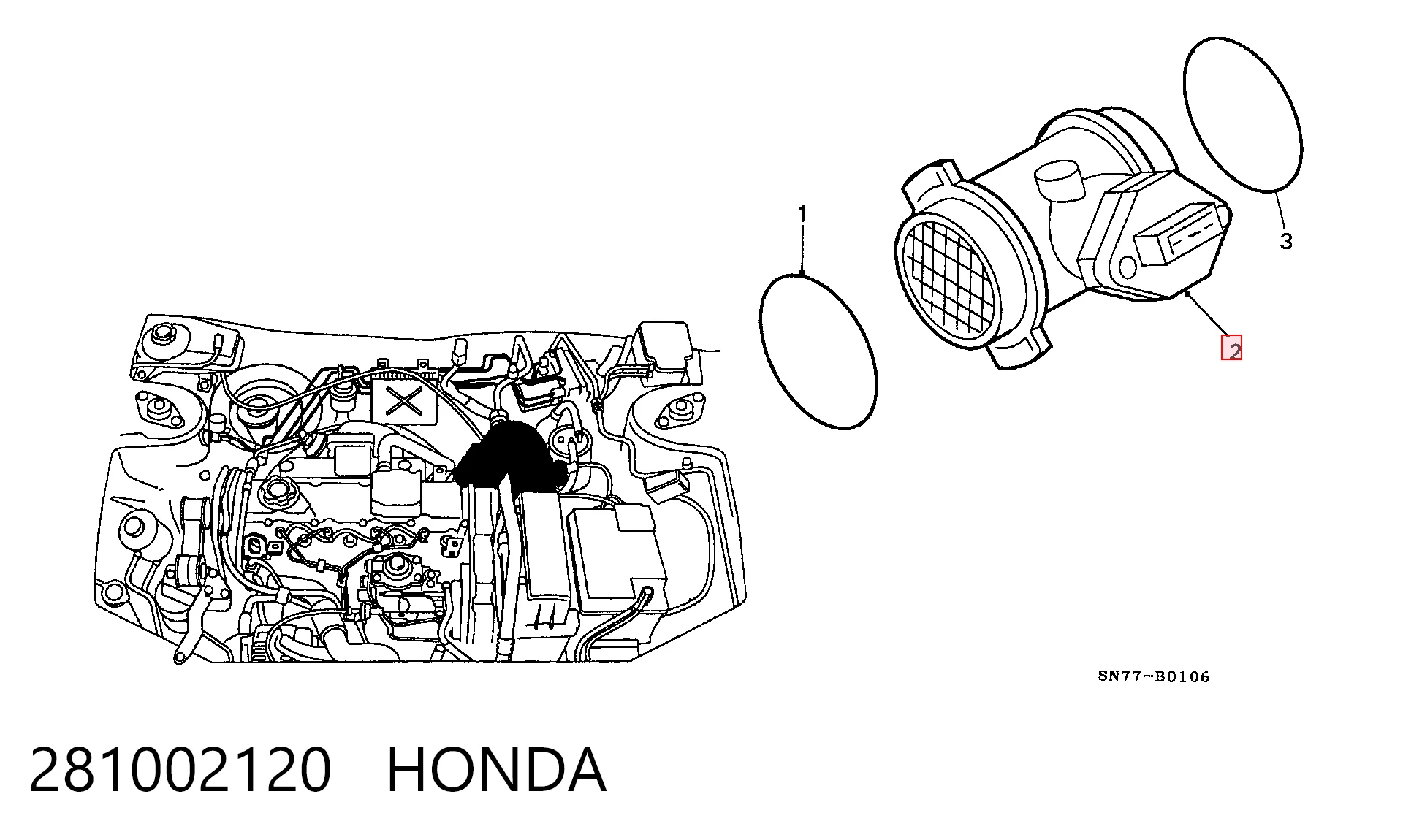 Do koszyka Czujnik przepływu powietrza, przepływomierz powietrza M.A.F. Honda Accord VI CG
