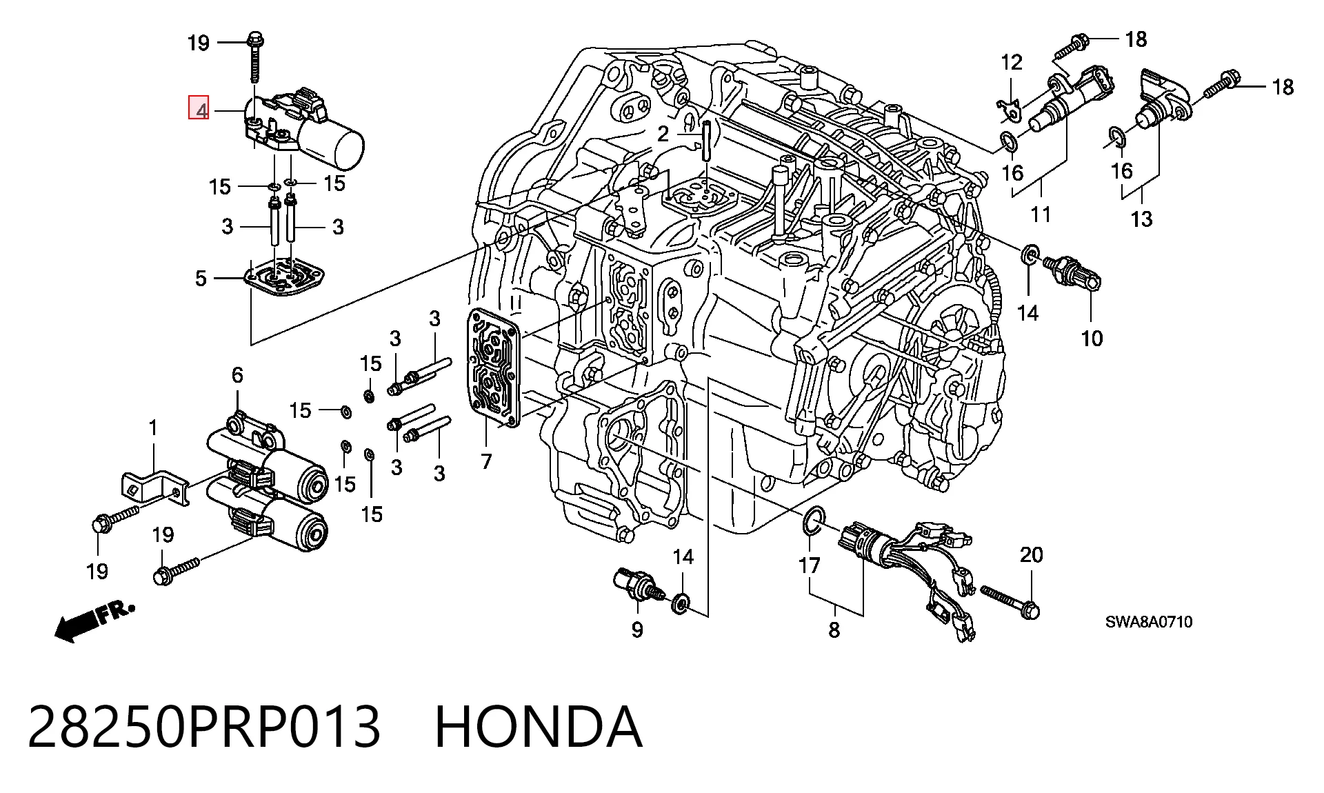28250PRP013 Honda Solenoid automatycznej skrzyni biegów