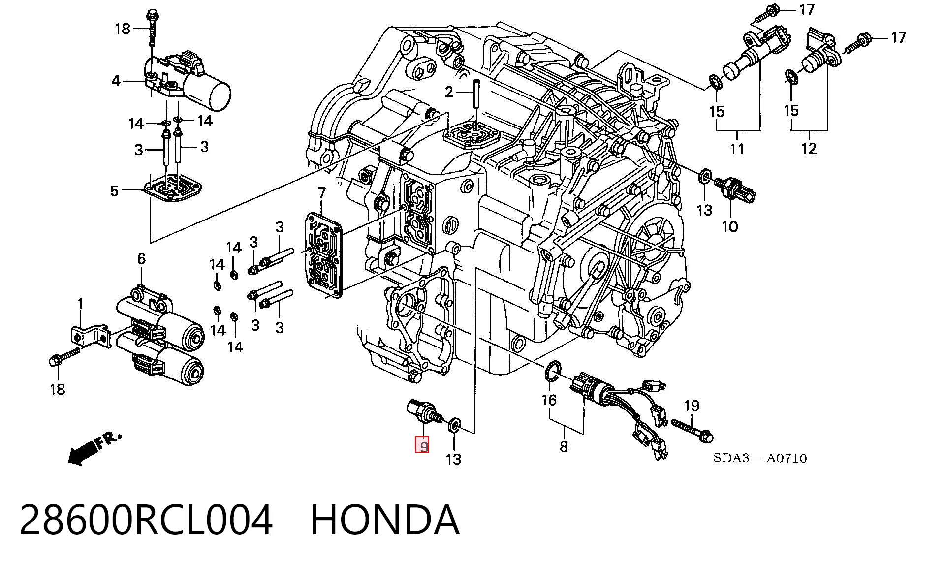 28600RCL004 Honda Czujnik ciśnienia oleju skrzyni biegów