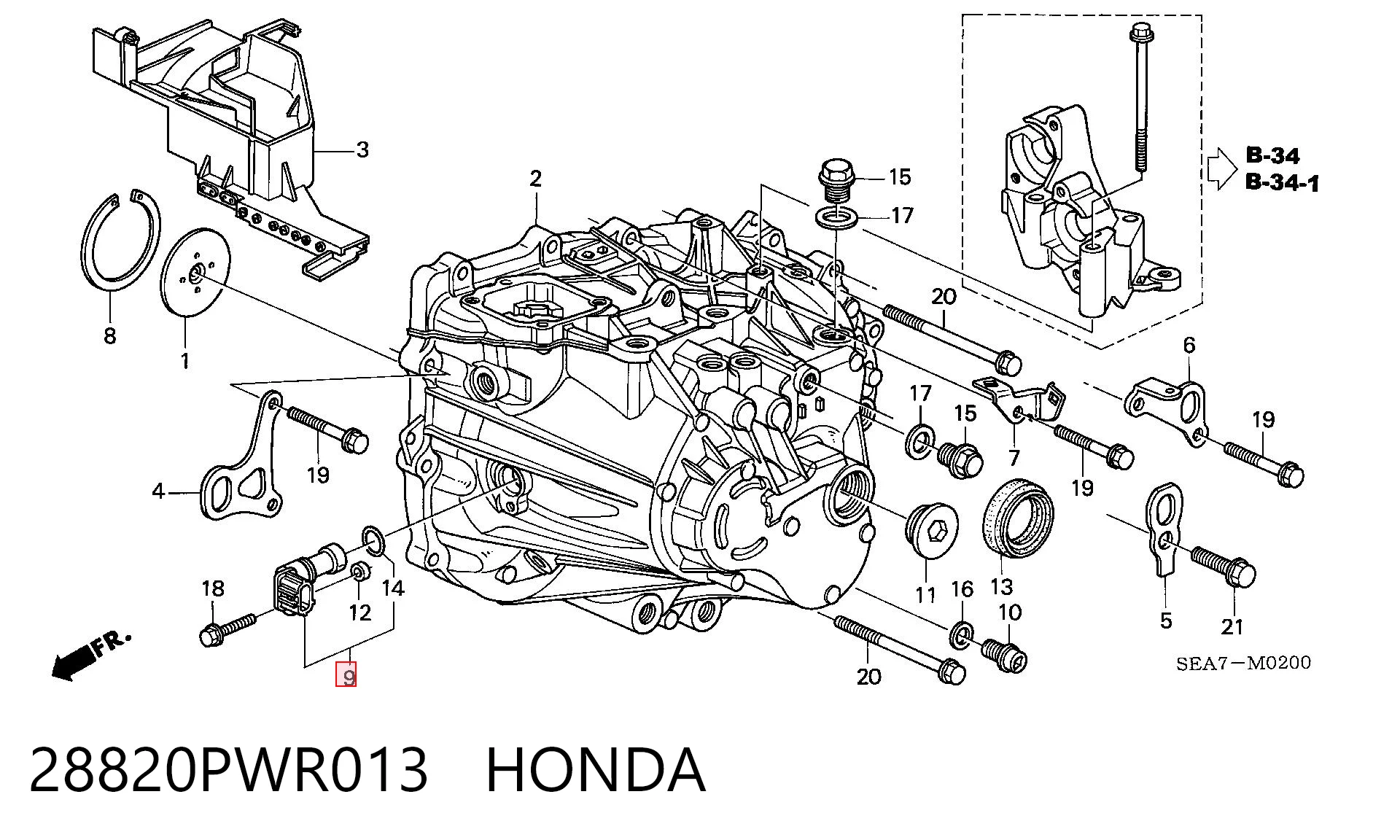 28820PWR013 Honda Czujnik prędkości