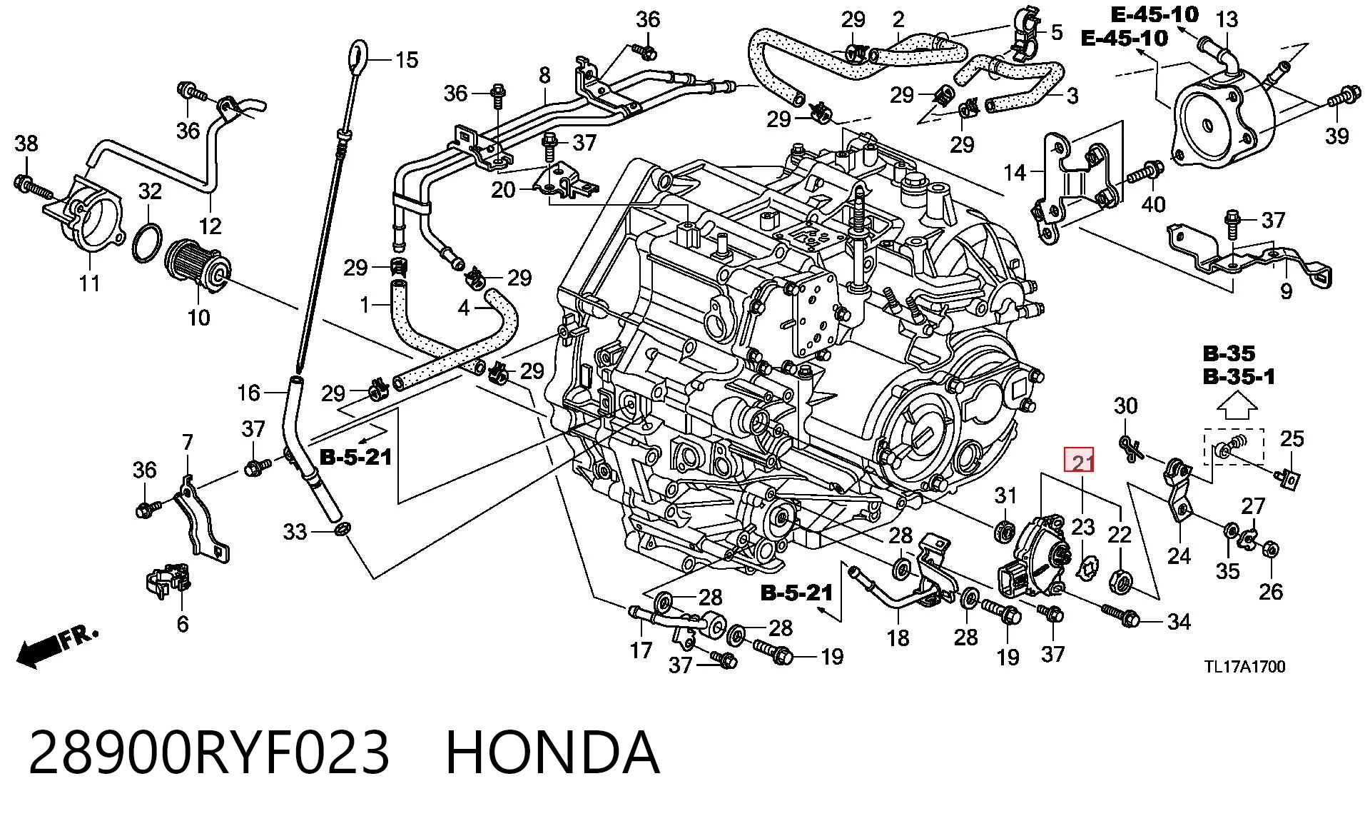 28900RYF023 Honda Czujnik położenia wybieraka automatycznej skrzyni biegów