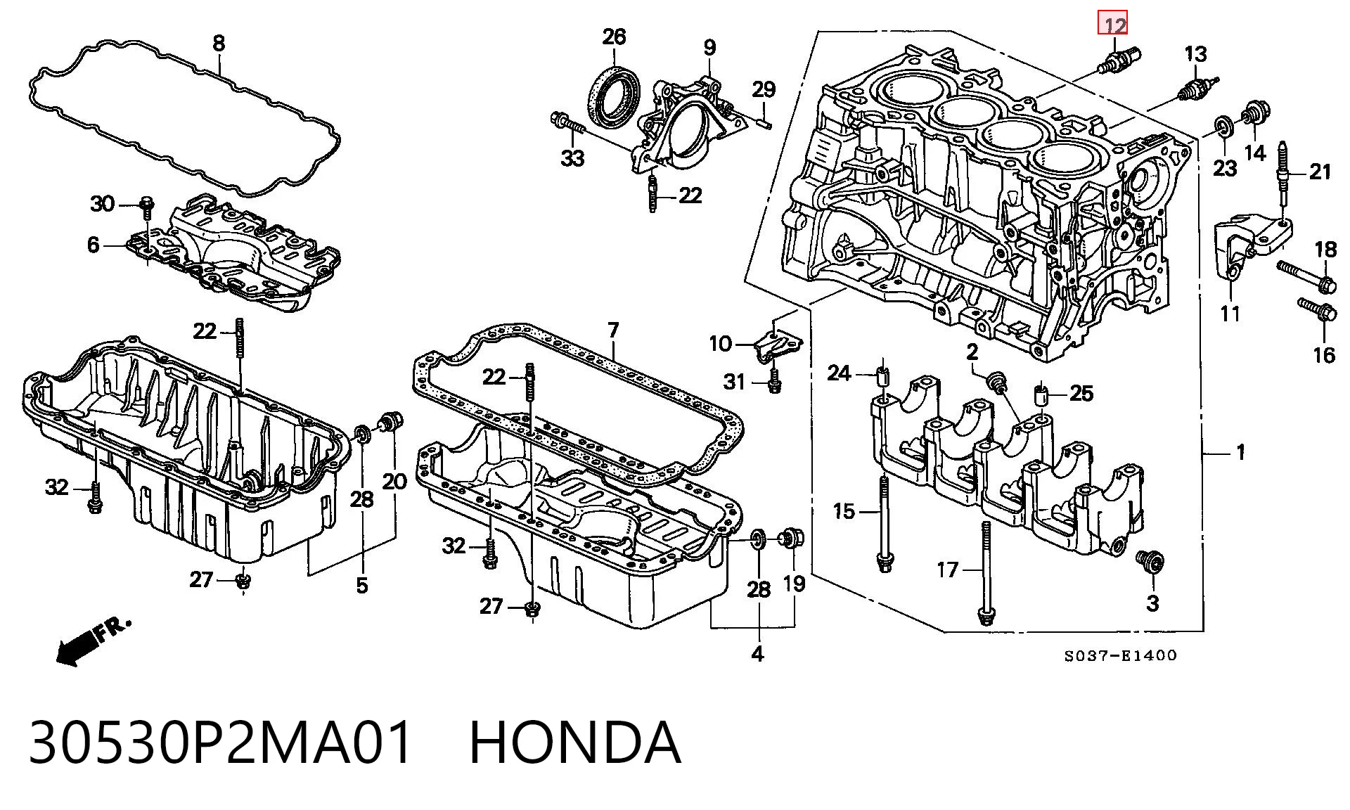 Czujnik stukowy (czujnik spalania stukowego) Honda Civic VI sedana (EJ9, EK3/4) (1995 - 2001) cena, od 32,47 USD