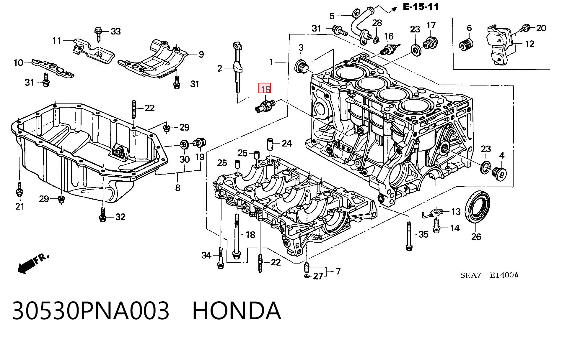 Do koszyka Czujnik stukowy (czujnik spalania stukowego) Honda Civic VII EU, EP, EV