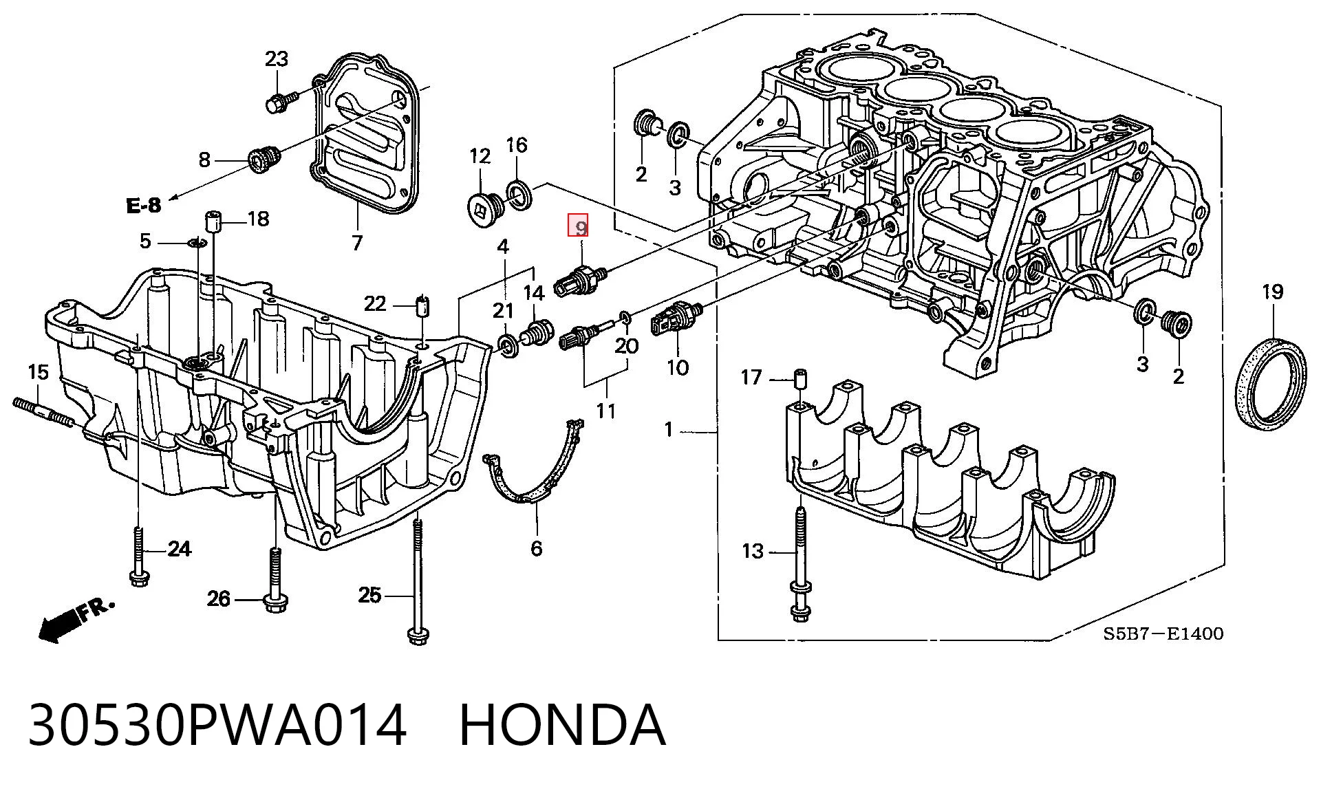 30530PWA014 Honda Czujnik stukowy (czujnik spalania stukowego)