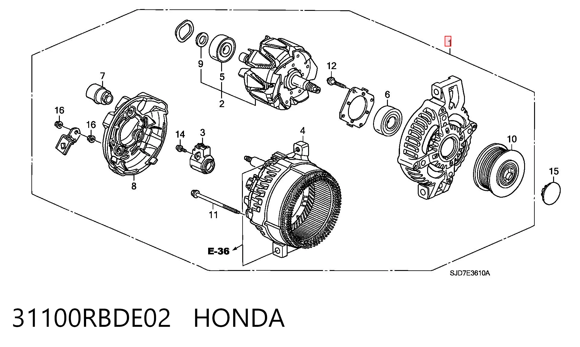 31100RBDE02 Honda Alternator