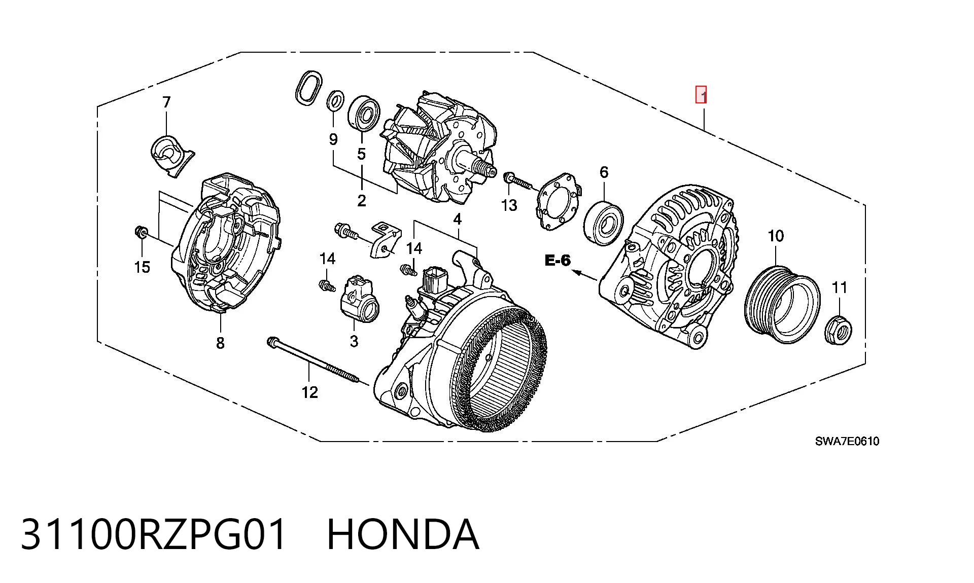 31100RZPG01 Honda Alternator