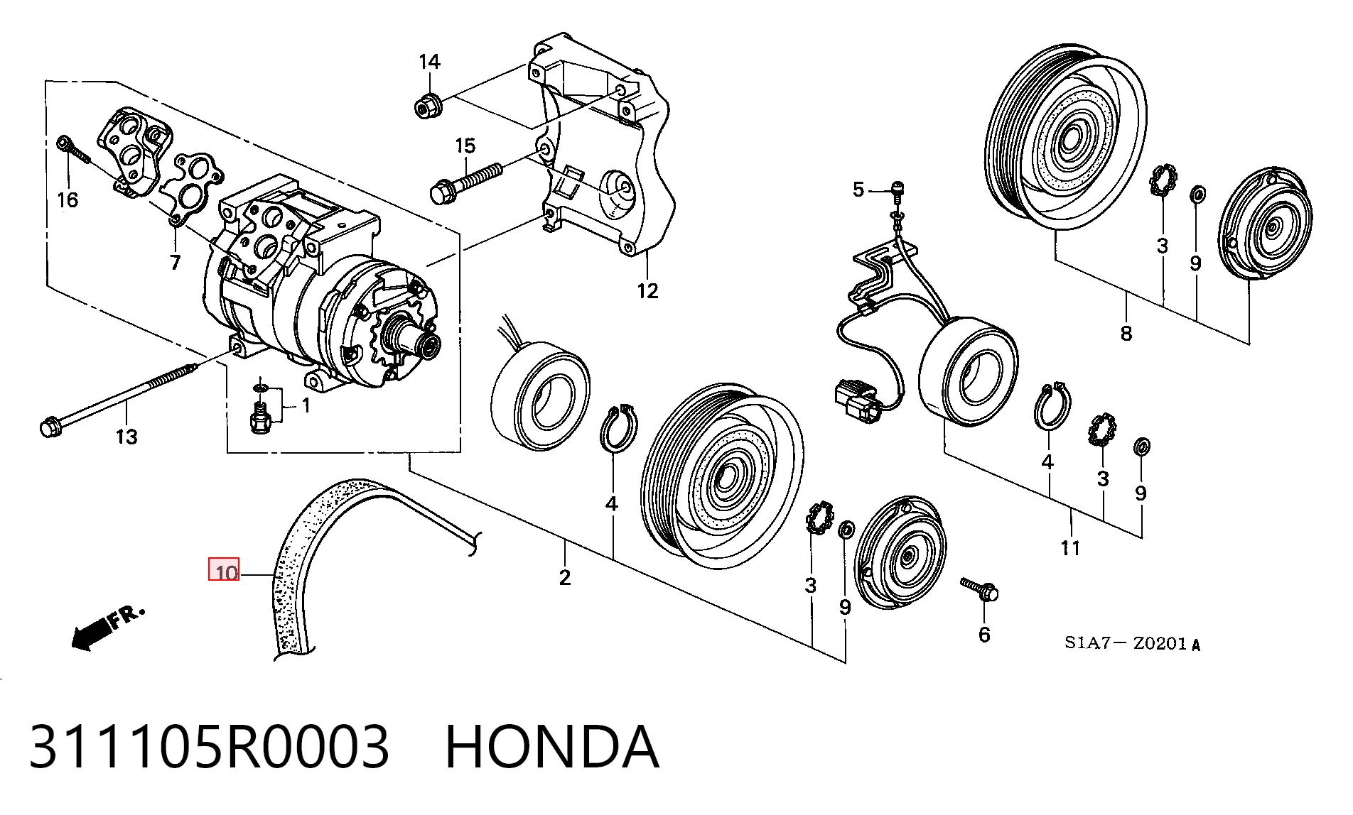 311105R0003 Honda Pas napędowy mechanizmów