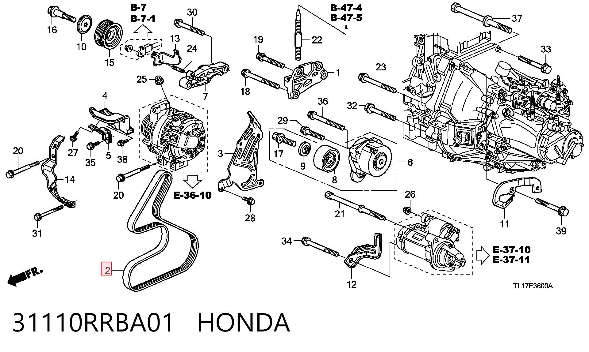 31110RRBA01 Honda Pas napędowy mechanizmów