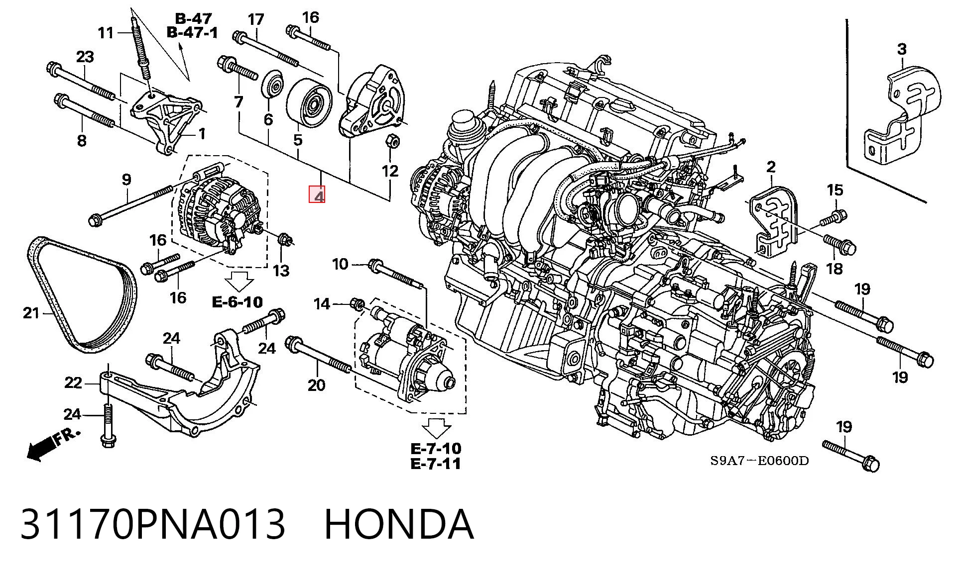 31170PNA013 Honda Napinacz paska napędowego