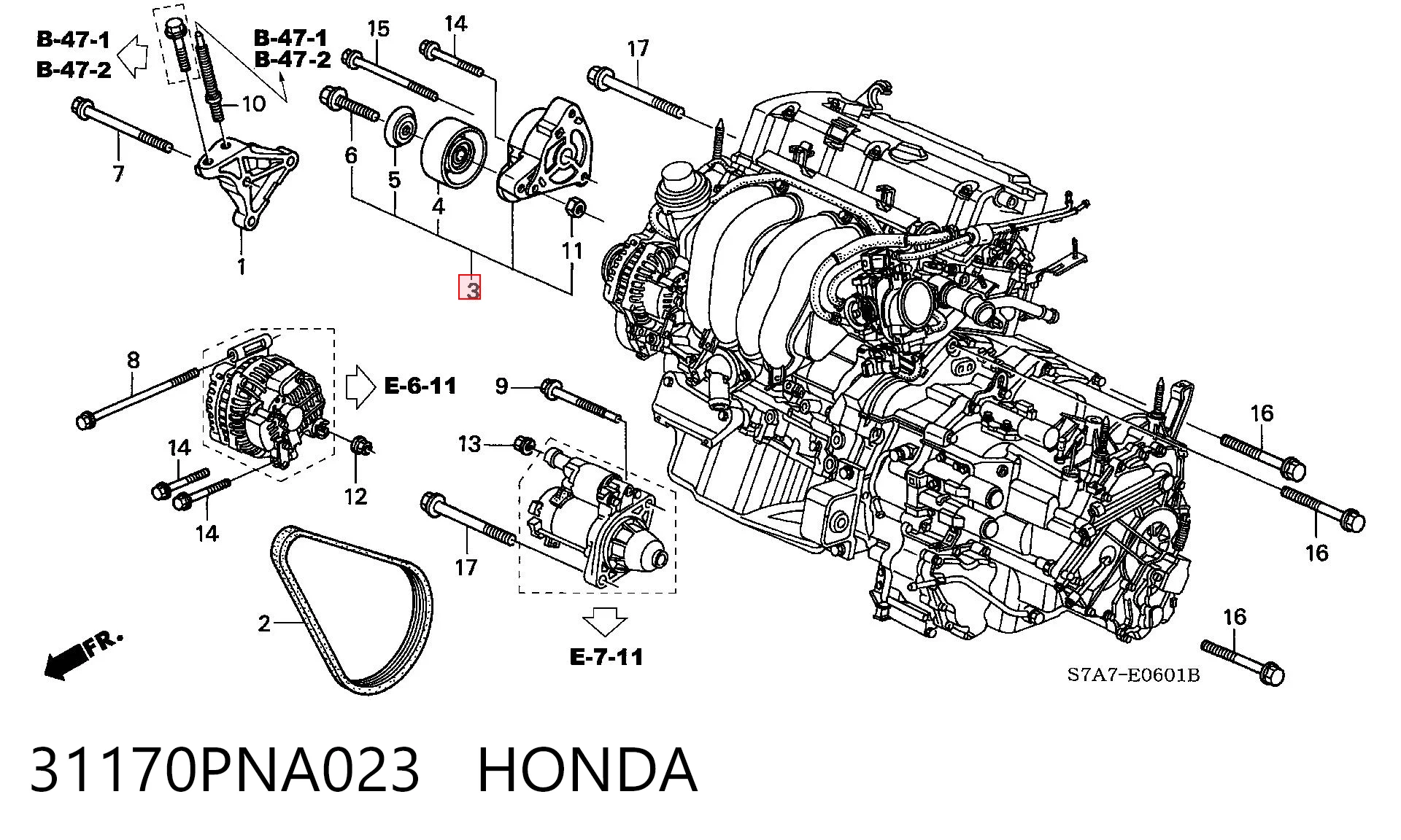 31170PNA023 Honda Napinacz paska napędowego