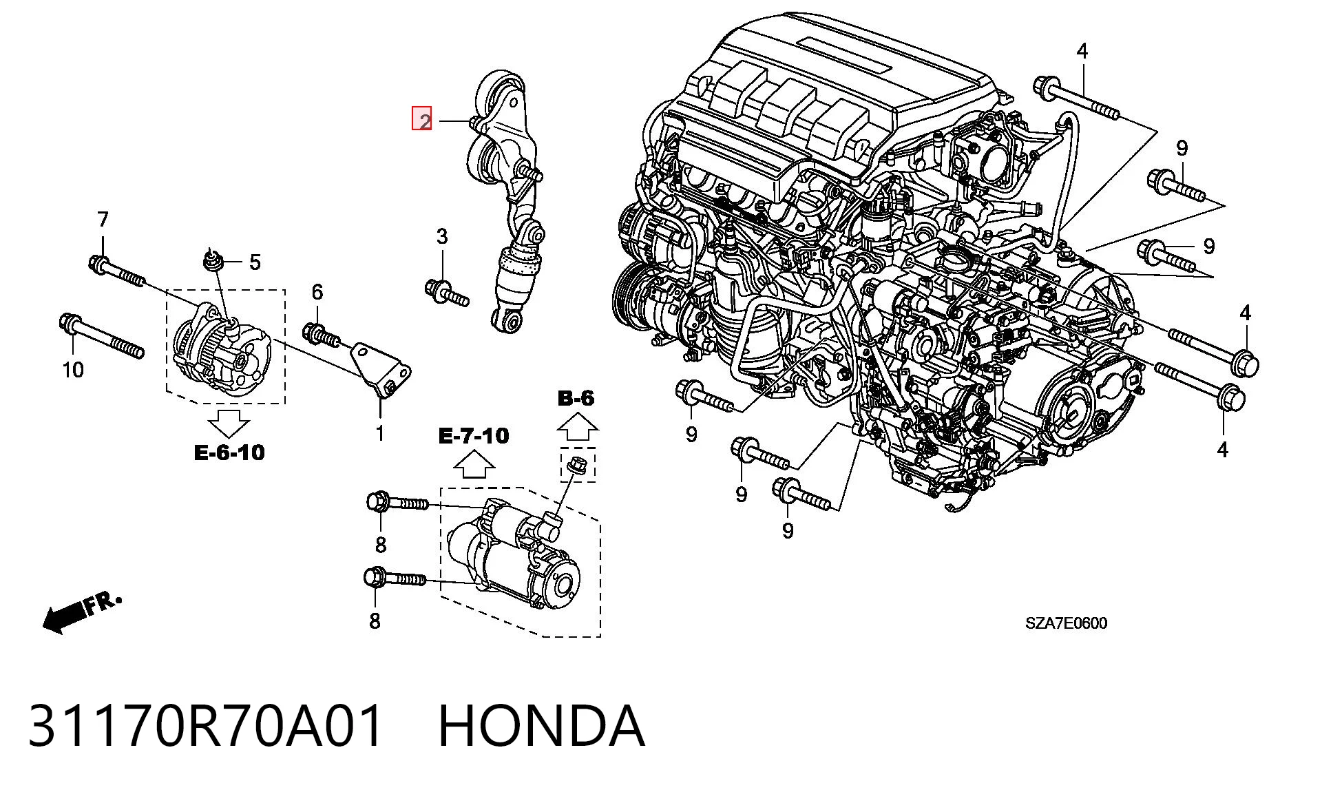31170R70A01 Honda Napinacz paska napędowego