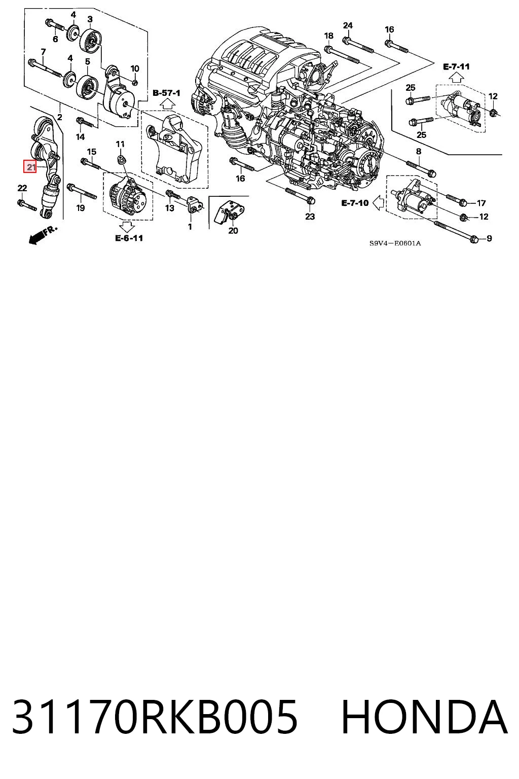 31170RKB005 Honda Napinacz paska napędowego