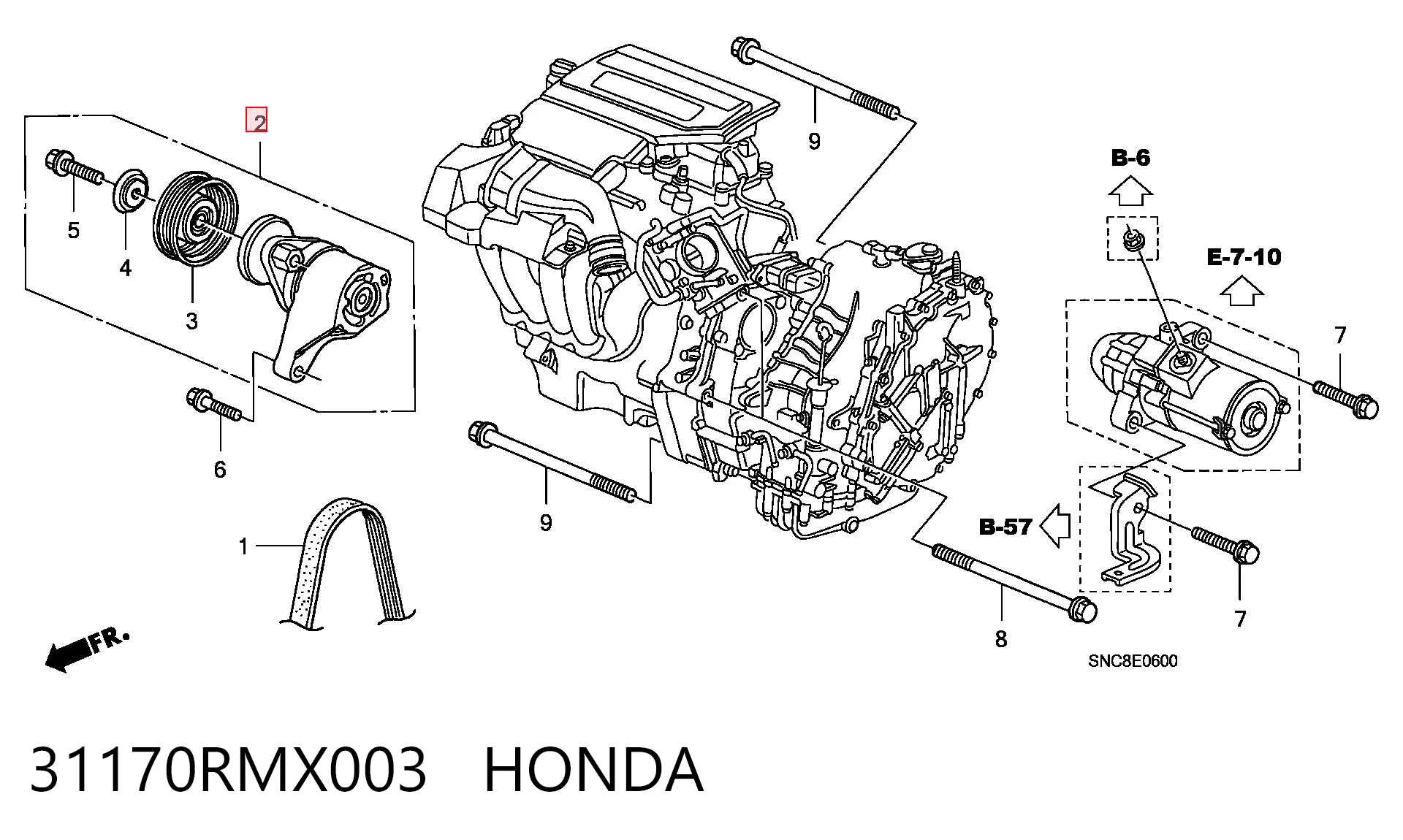 31170RMX003 Honda Napinacz paska napędowego