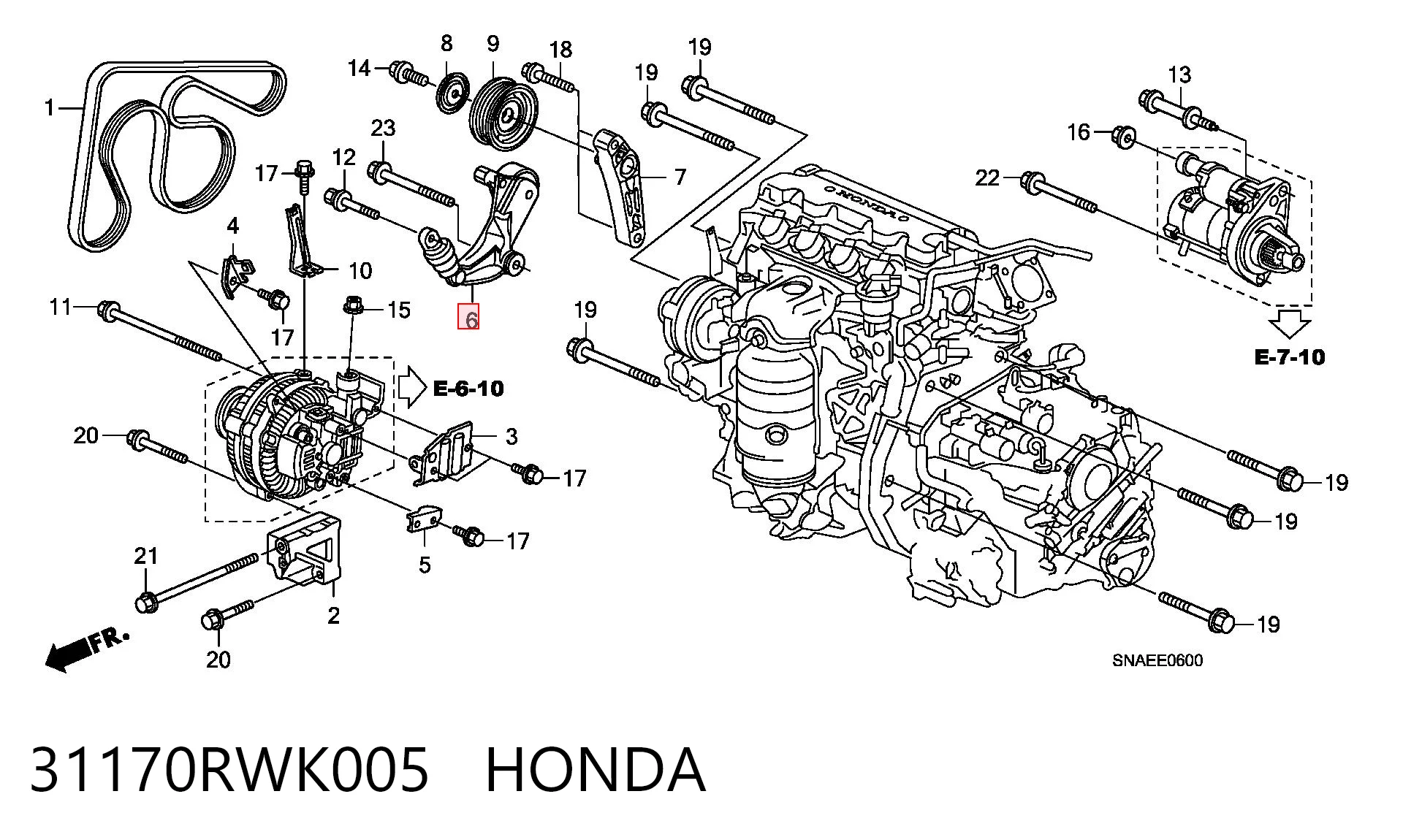 31170RWK005 Honda Napinacz paska napędowego
