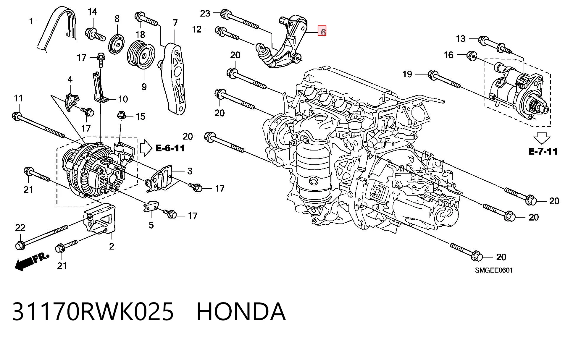 31170RWK025 Honda Napinacz paska napędowego