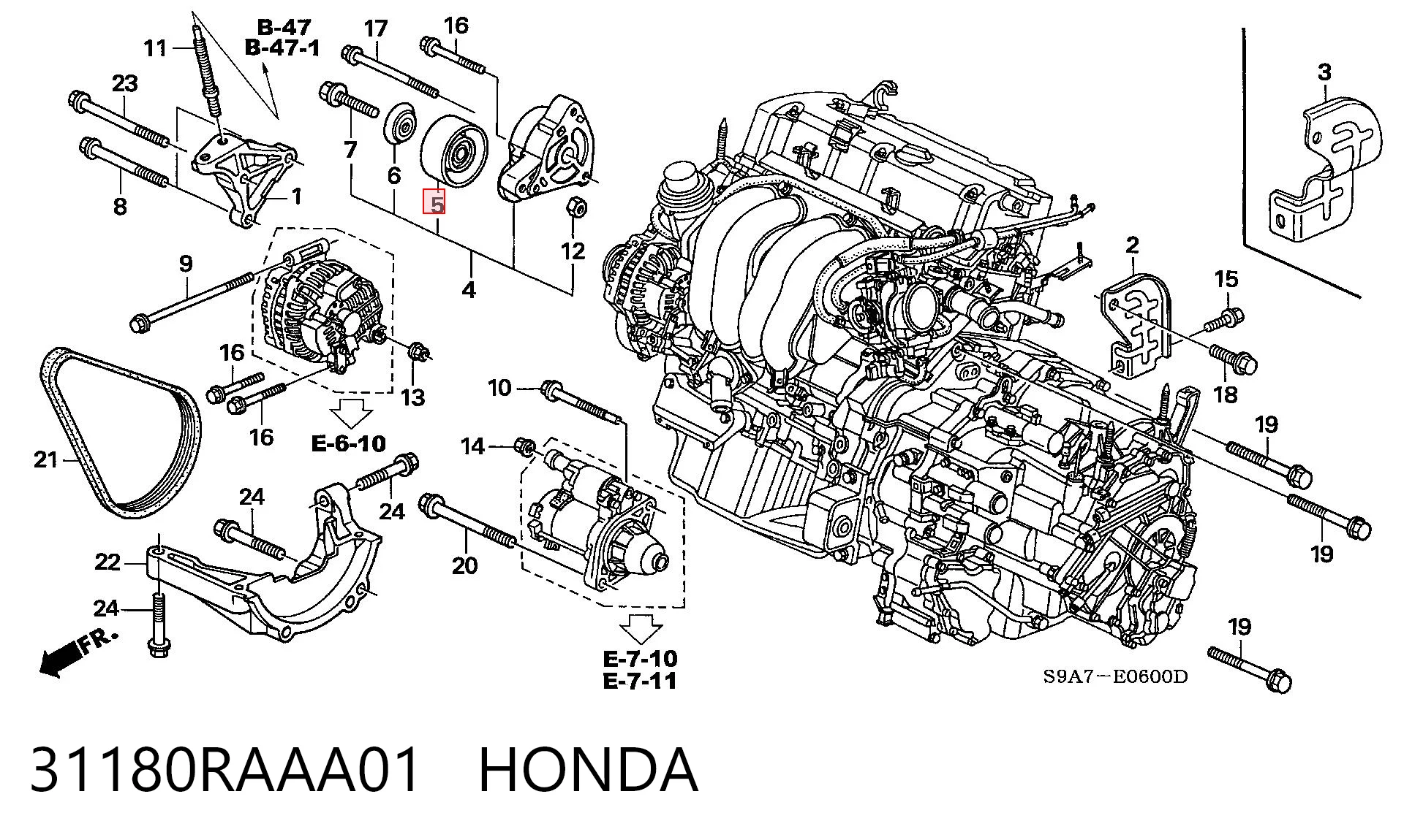 31180RAAA01 Honda Rolka napinacza paska napędowego