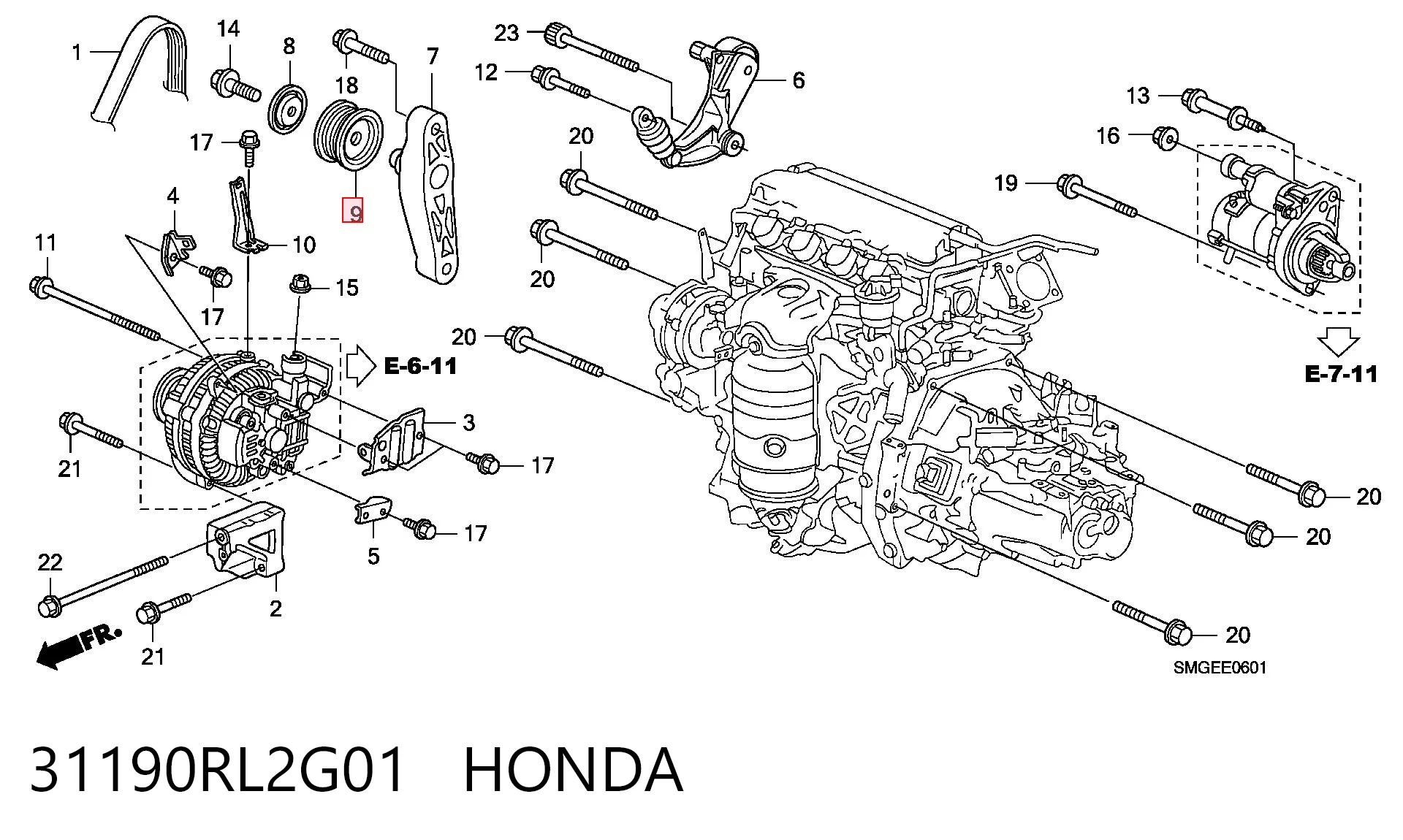 31190RL2G01 Honda Rolka napinacza paska napędowego