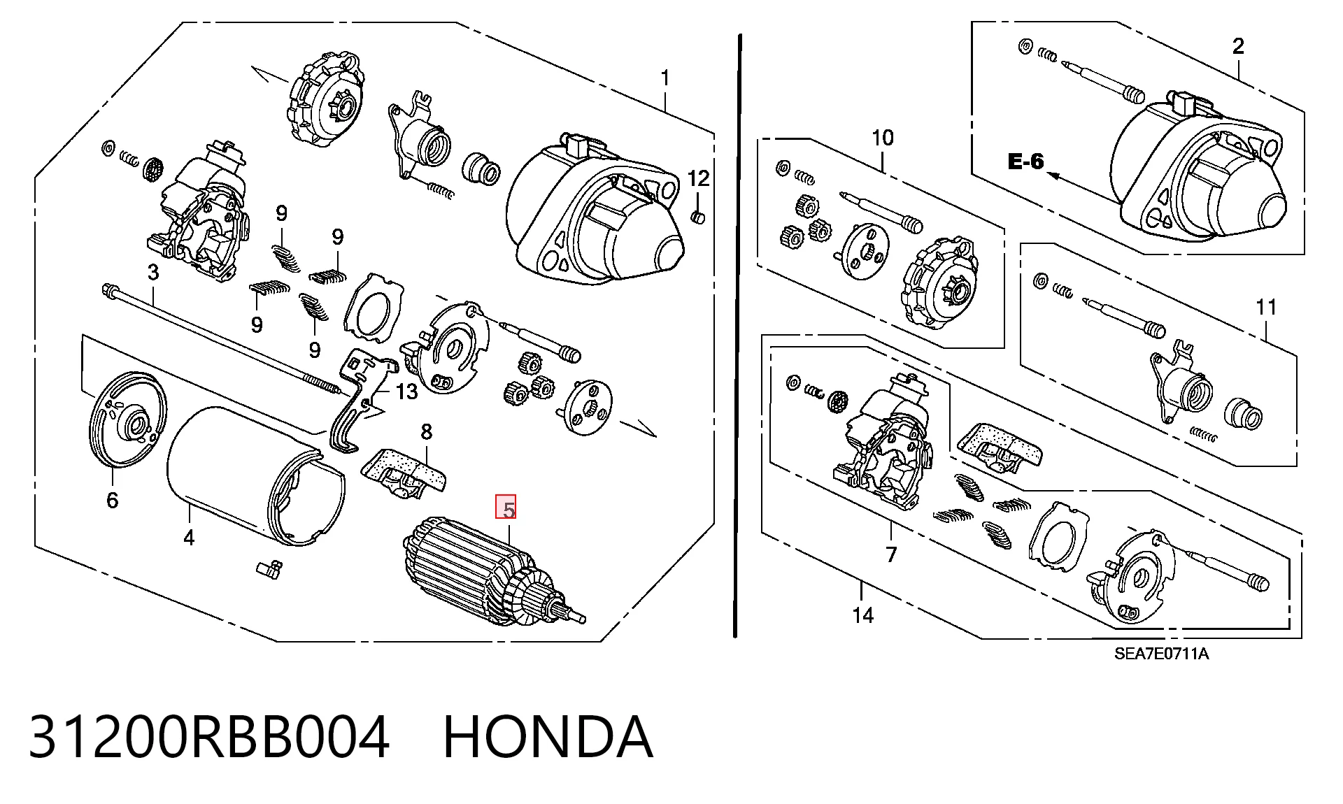31200RBB004 Honda Rozrusznik