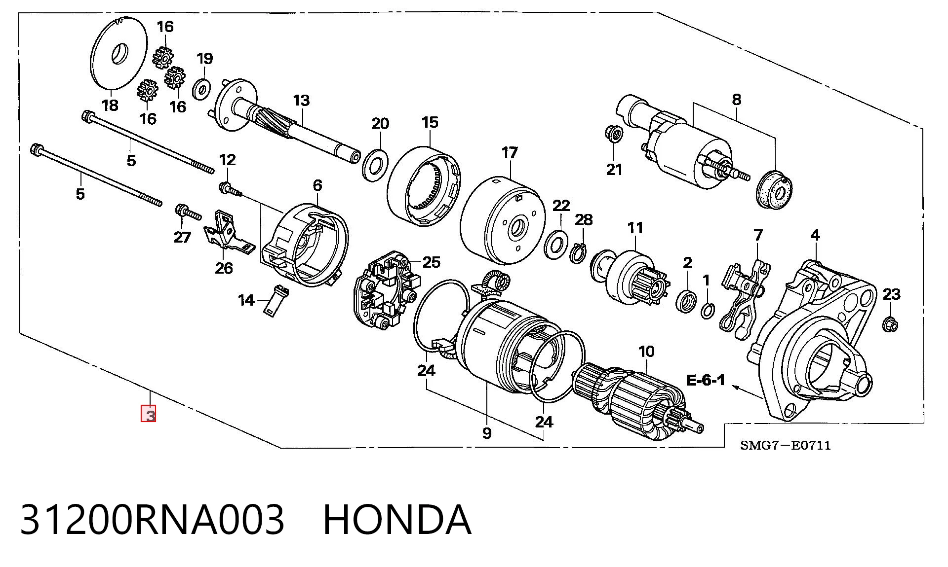 31200RNA003 Honda Rozrusznik