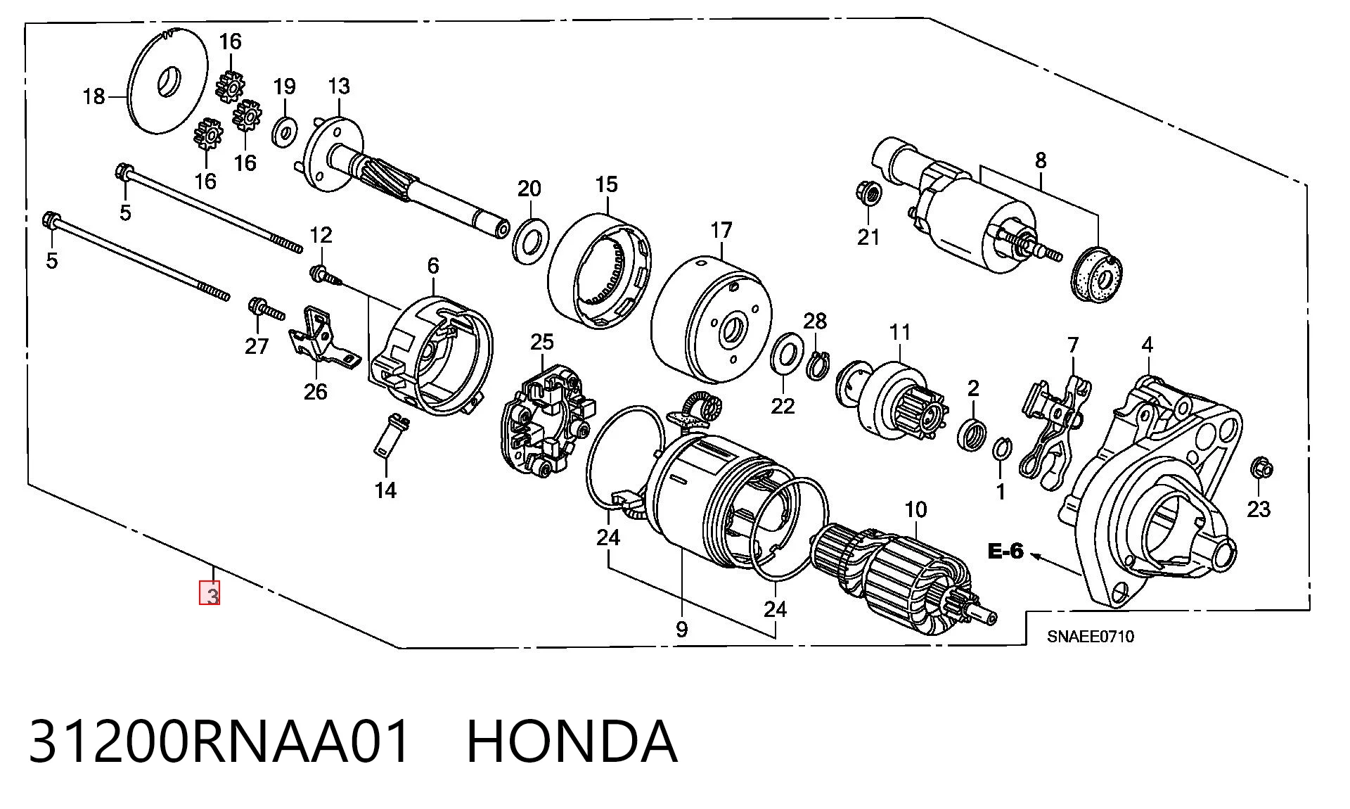 31200RNAA01 Honda Rozrusznik