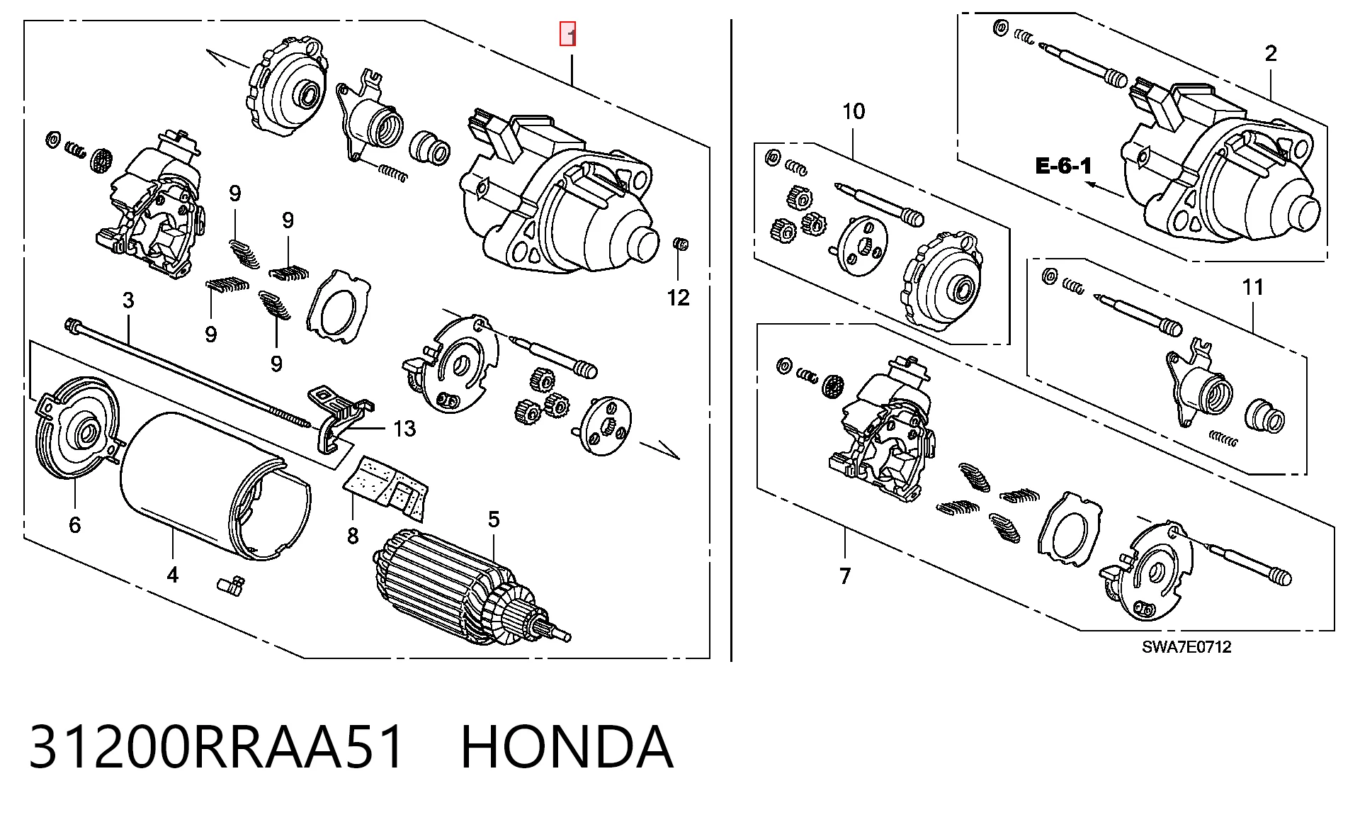 31200RRAA51 Honda Rozrusznik