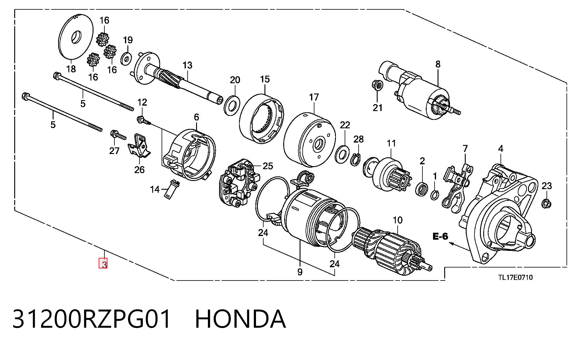 31200RZPG01 Honda Rozrusznik