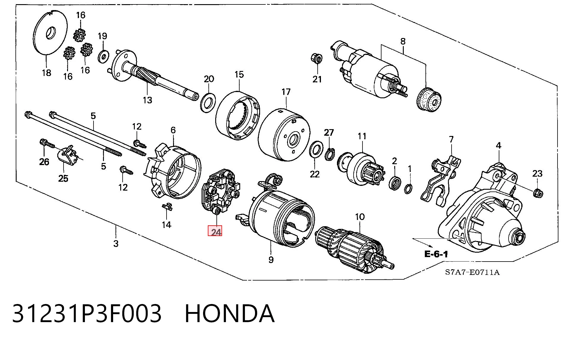 31231P3F003 Honda Uchwyt szczotki rozrusznika