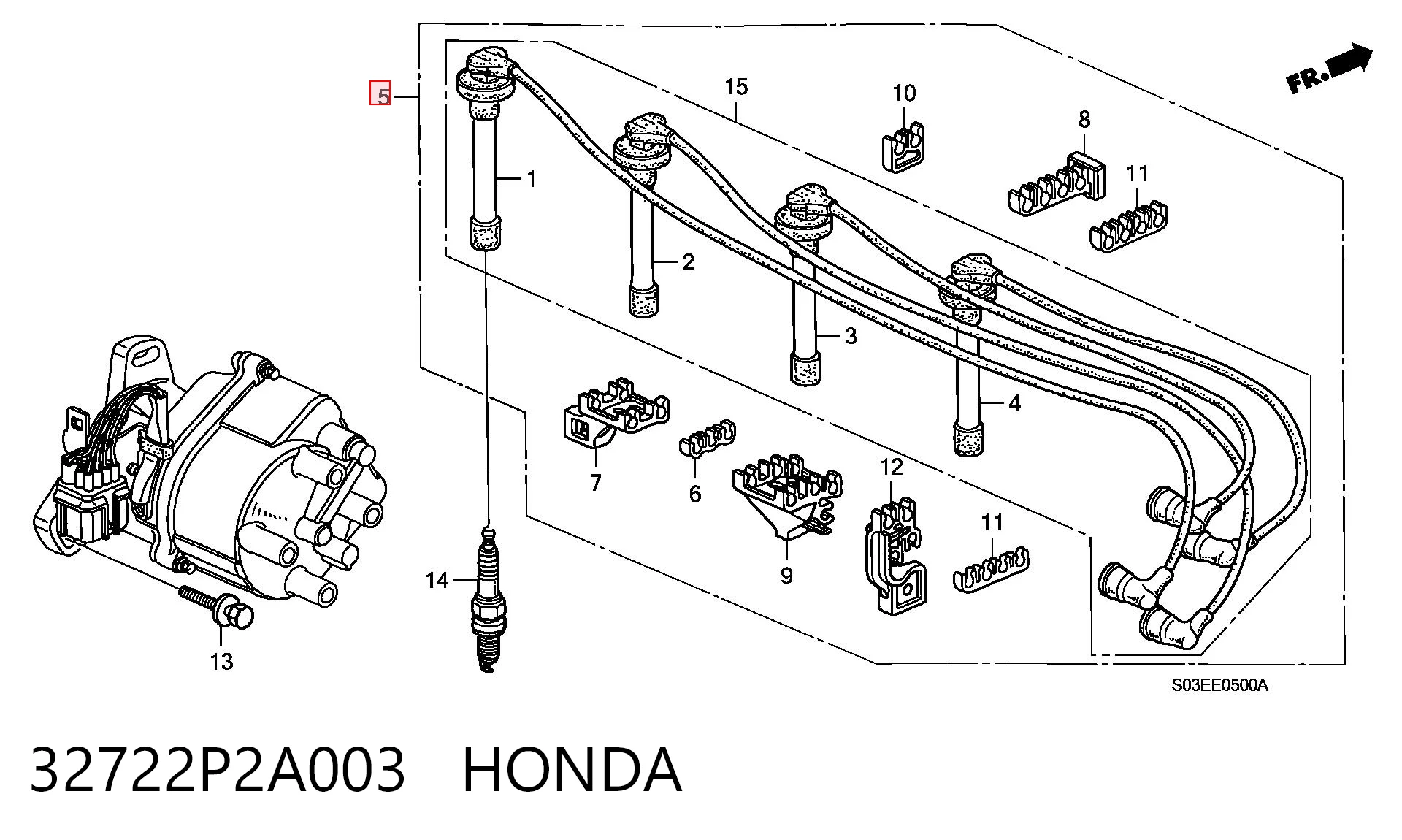 32722P2A003 Honda Zestaw przewodów wysokiego napięcia