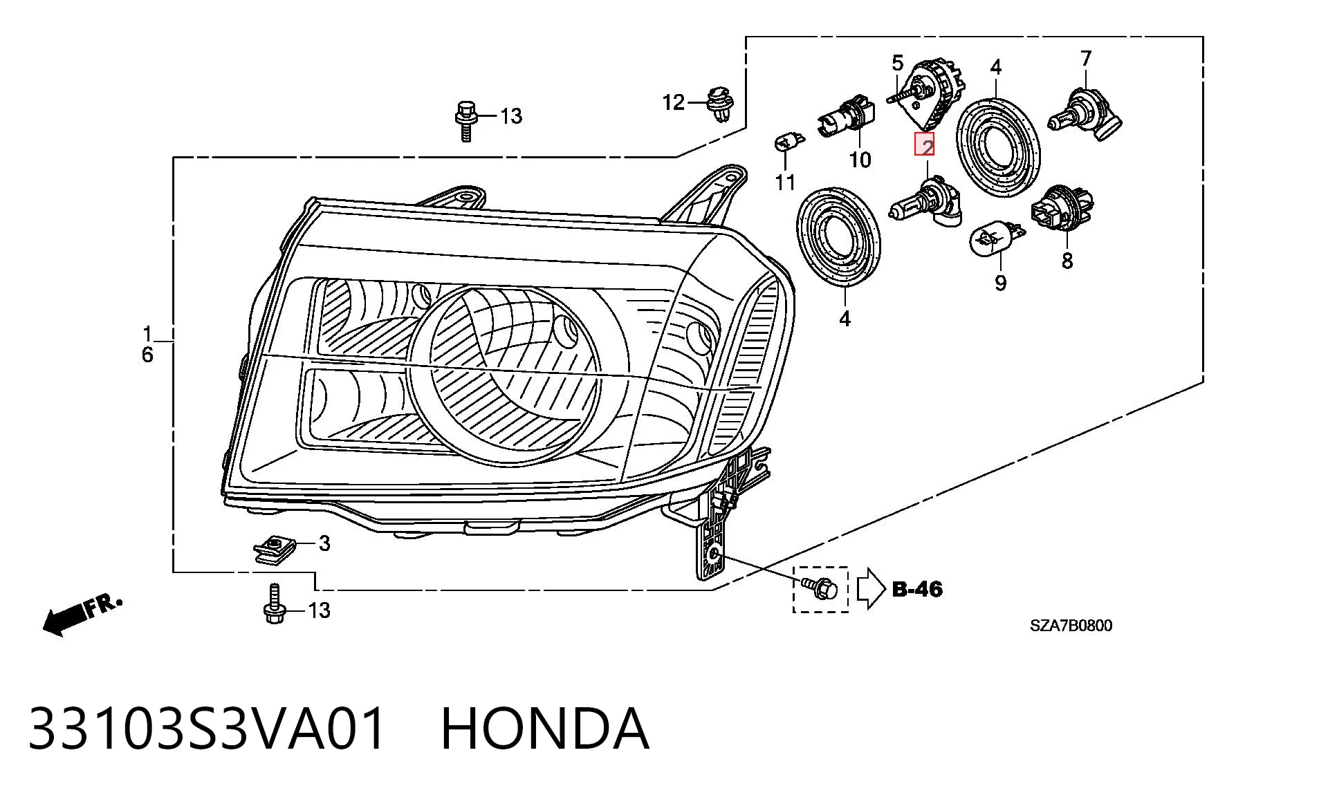 33103S3VA01 Honda Żarówka halogenowa
